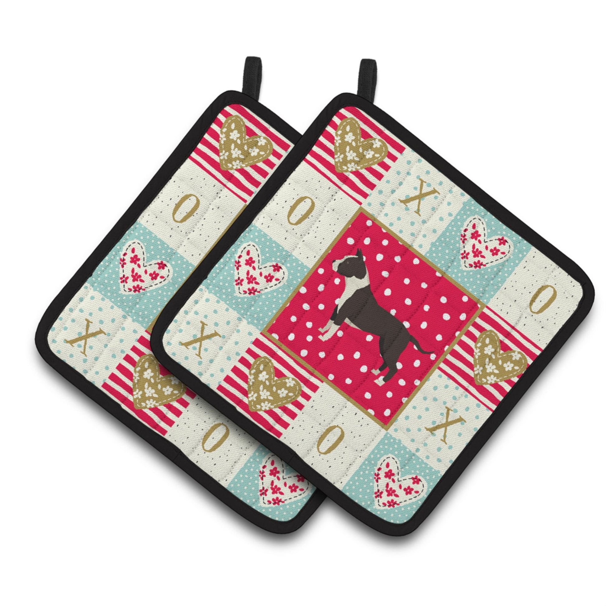 Staffordshire Terrier Love Pair of Pot Holders