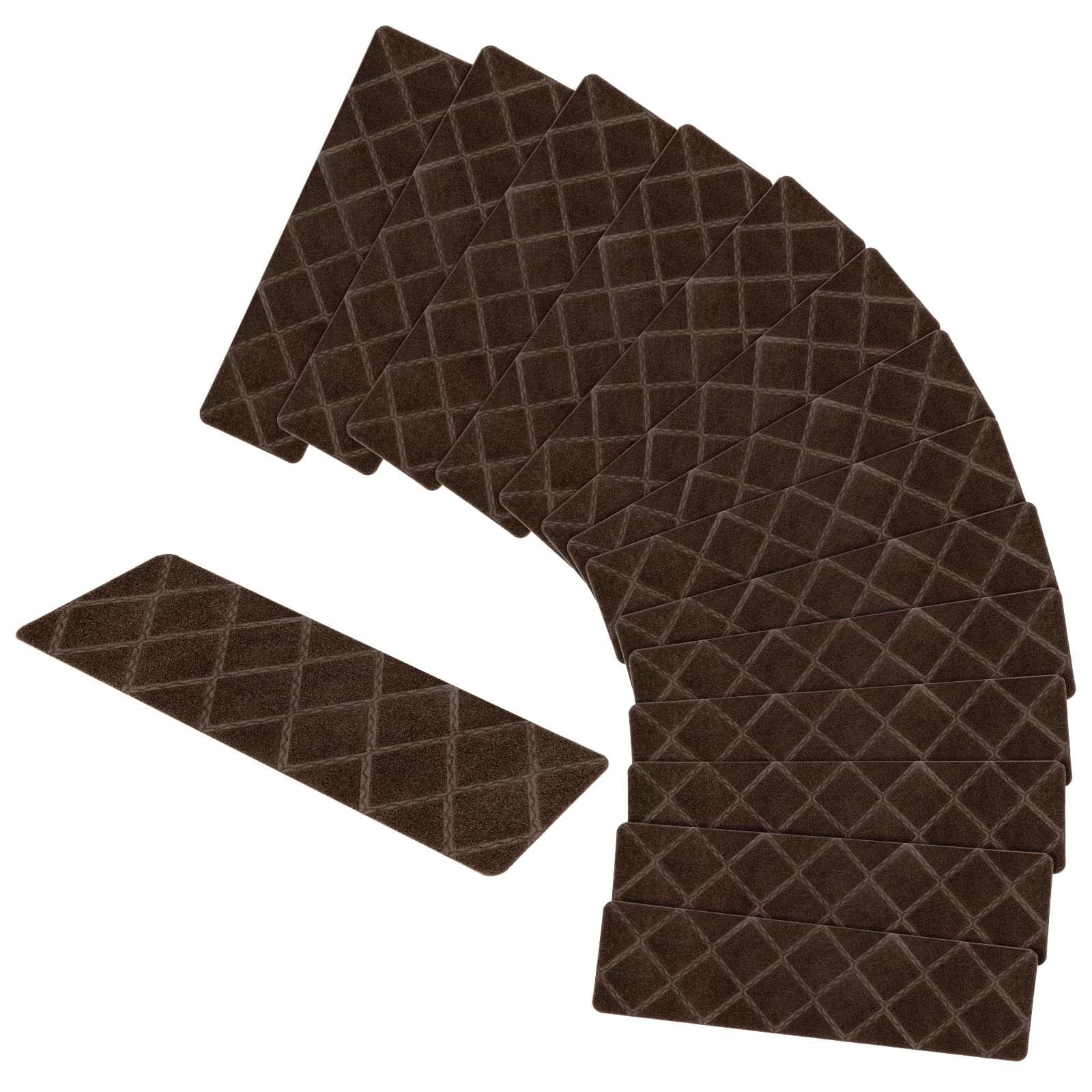 Stair Tread Carpet for Wooden Steps, 15pcs Non-Slip Indoor Outdoor Stair Tread Covers Rugs, 8in x 30in, Brown