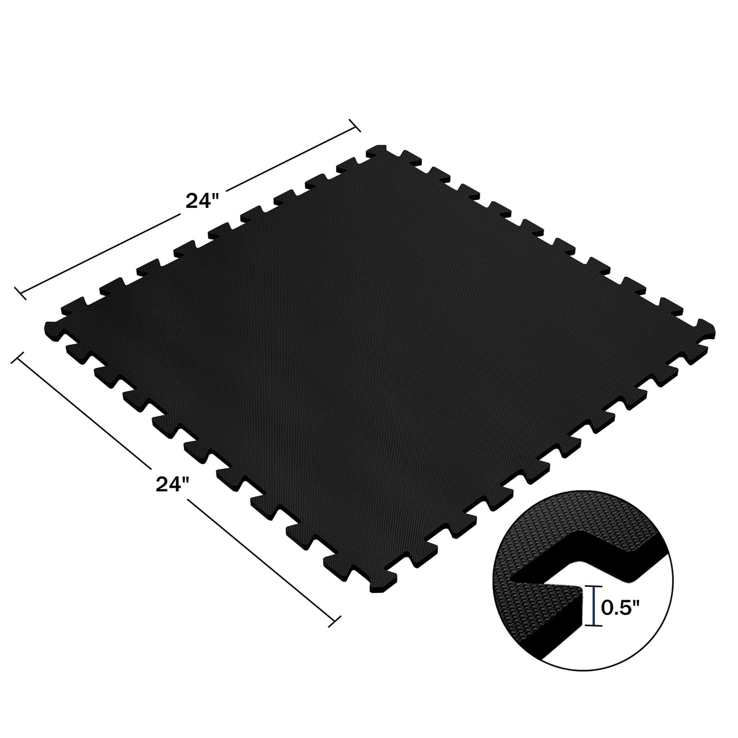 Stalwart 24" x 24" Black Foam Interlocking Floor Mats, 16 Pack