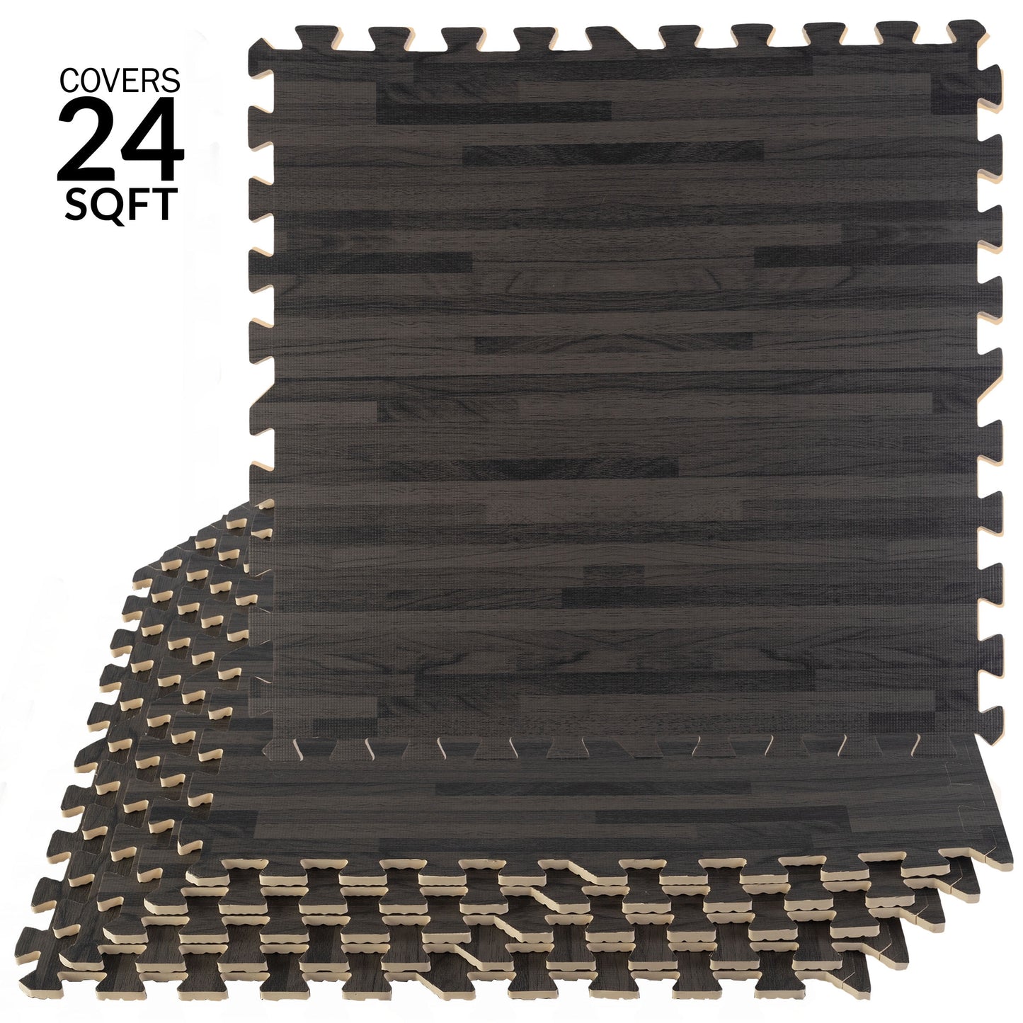 Stalwart Eva 24.00 sqf Interlocking Wood Grain Foam Floor Tiles, 6-Tiles