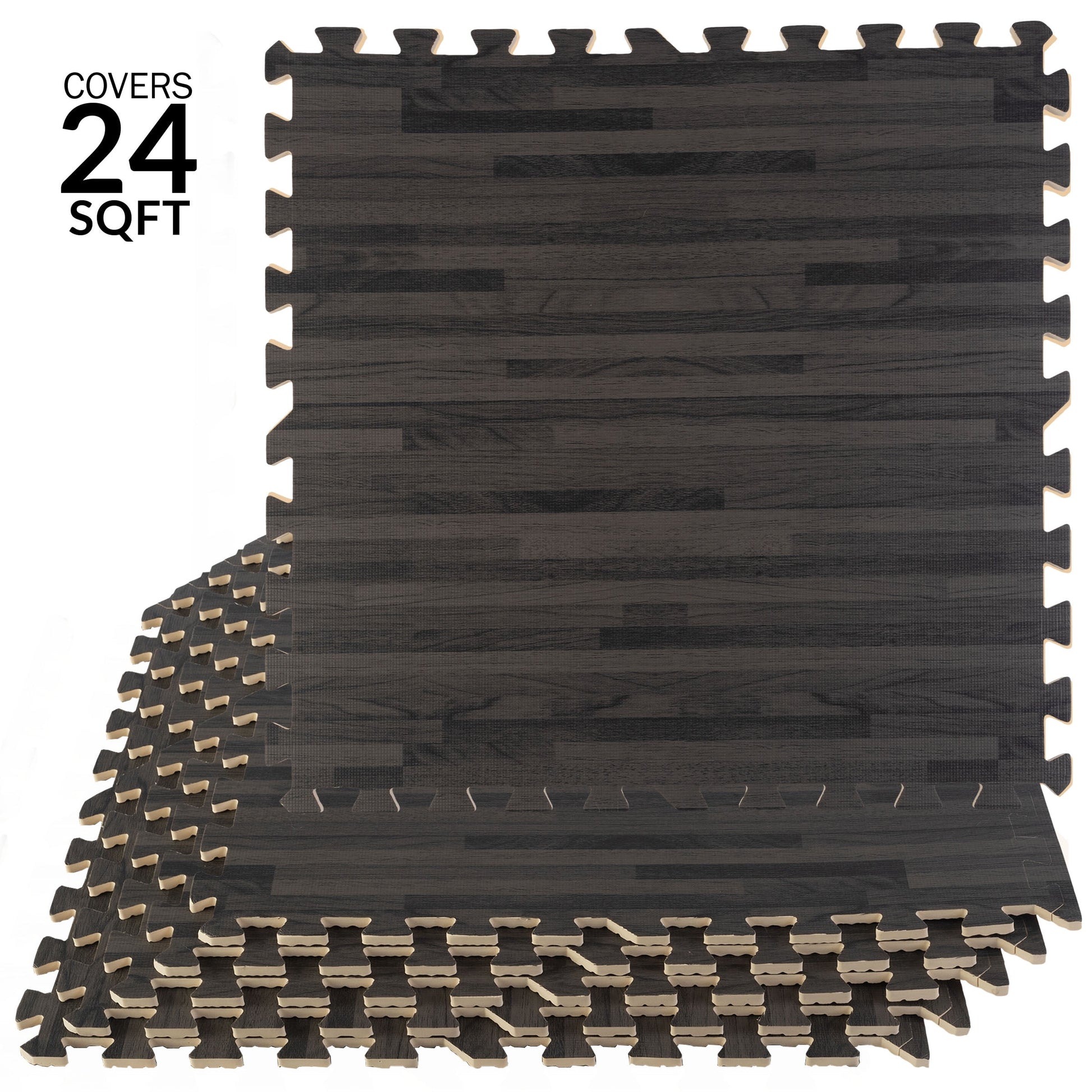 Stalwart Eva 24.00 sqf Interlocking Wood Grain Foam Floor Tiles, 6-Tiles