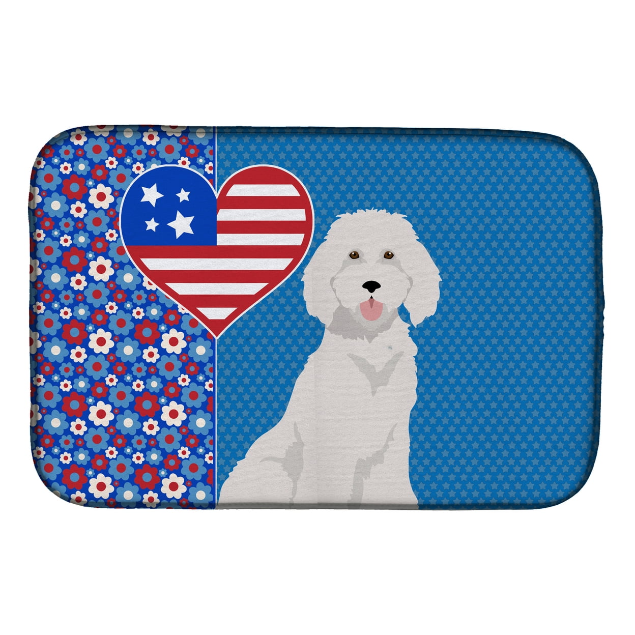 Standard White Poodle USA American Dish Drying Mat 14 in x 21 in
