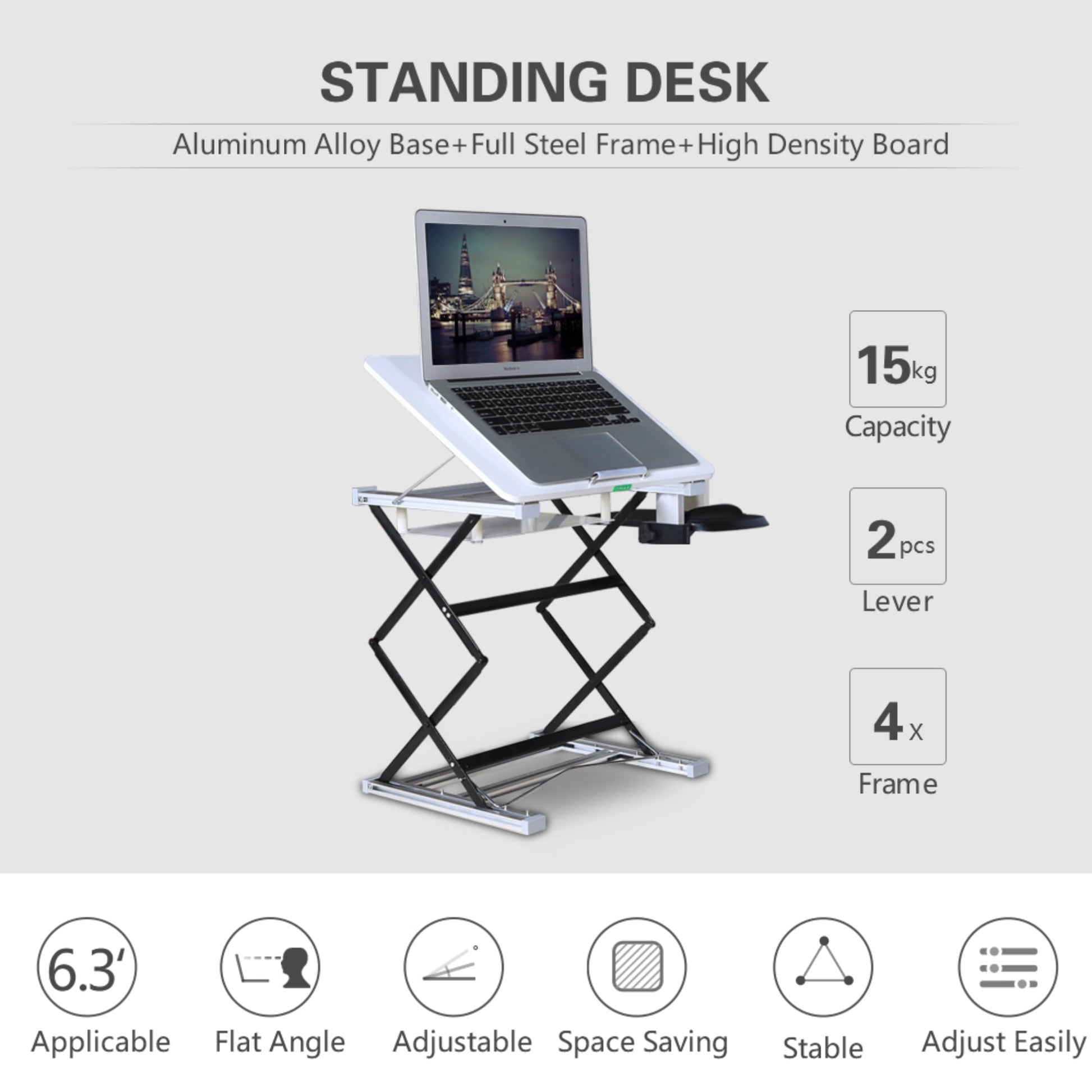 Elevador de Escritorio de Pie Superficie de 14"x13" InclinaciÃ³n de 40 Grados Altura MÃ¡xima de 31" Convertidor de Mesa para Sentarse y Ponerse de Pie Alfombrilla para Mouse