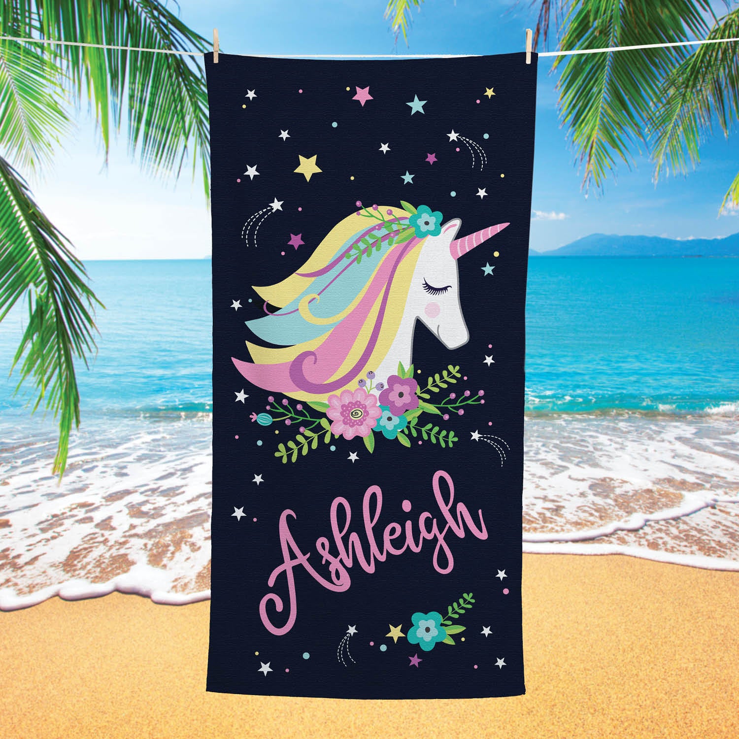 Starry Unicorn Plush Beach Towel