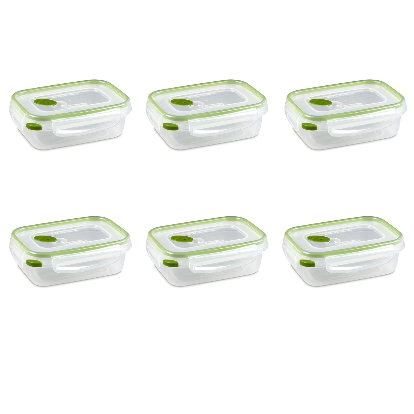 Sterilite Ultraâ€¢Sealâ„¢ 3.1 Cup Rectangle, Latching Food Storage Container, Airtight Watertight Seal, Green, 6 Count