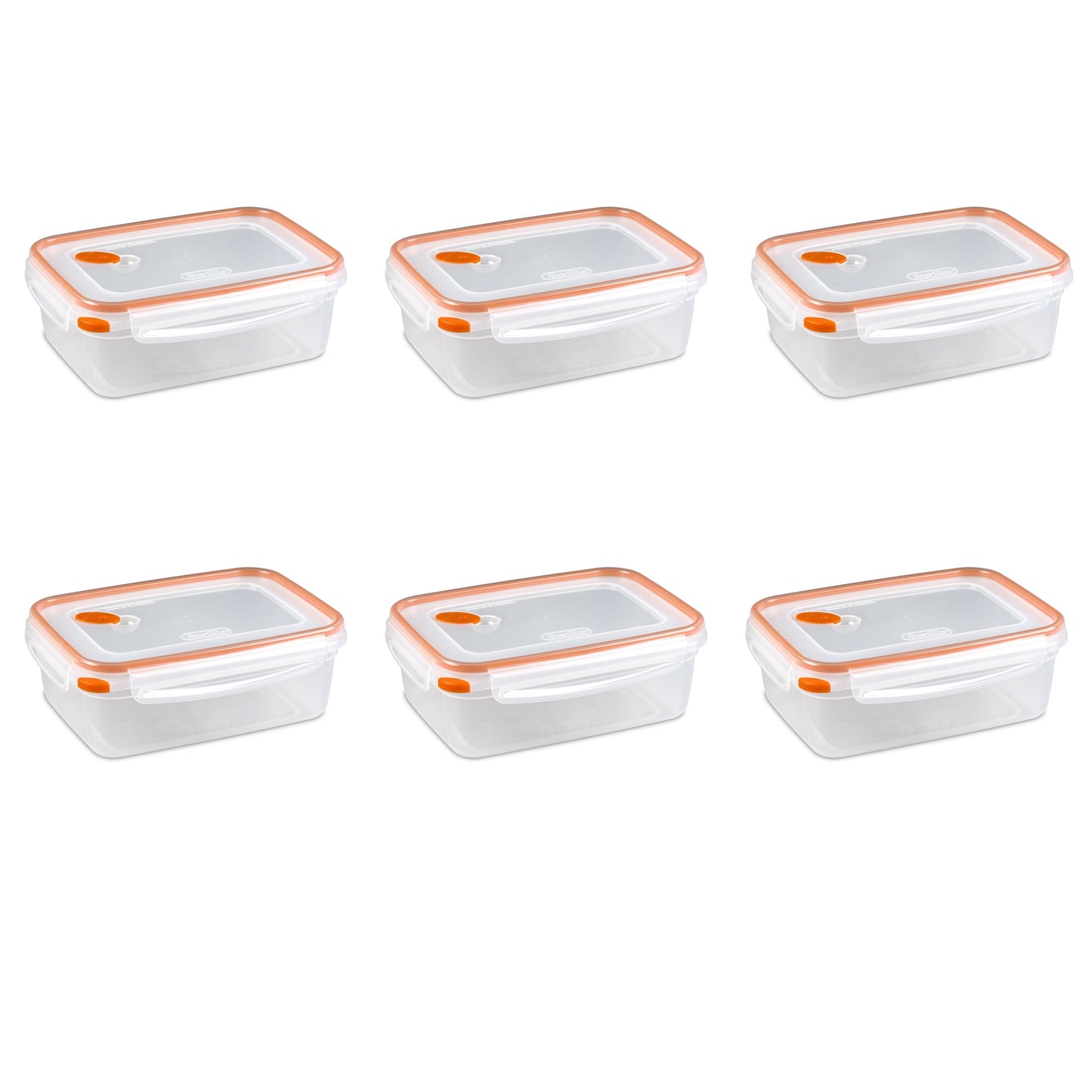 Sterilite Ultraâ€¢Sealâ„¢ 8.3 Cup Rectangle, Latching Food Storage Container, Airtight Watertight Seal, Orange, 6 Count