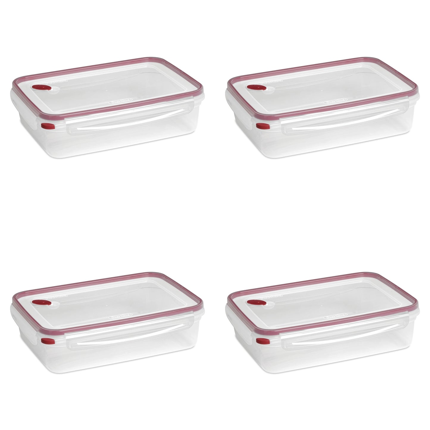 Sterilite Ultraâ€¢Sealâ„¢ 16.0 Cup Rectangle, Latching Food Storage Container, Airtight Watertight Seal, Red, 4 Count