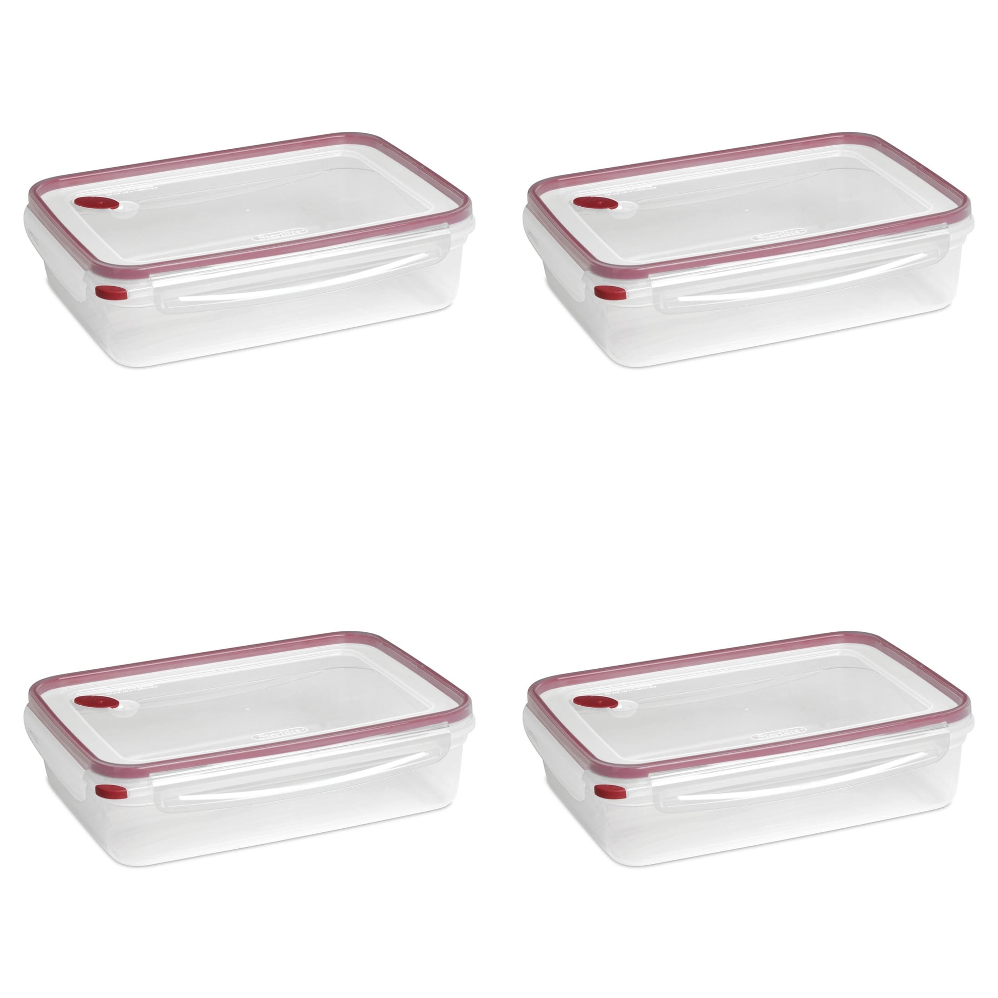 Sterilite Ultraâ€¢Sealâ„¢ 16.0 Cup Rectangle, Latching Food Storage Container, Airtight Watertight Seal, Red, 4 Count