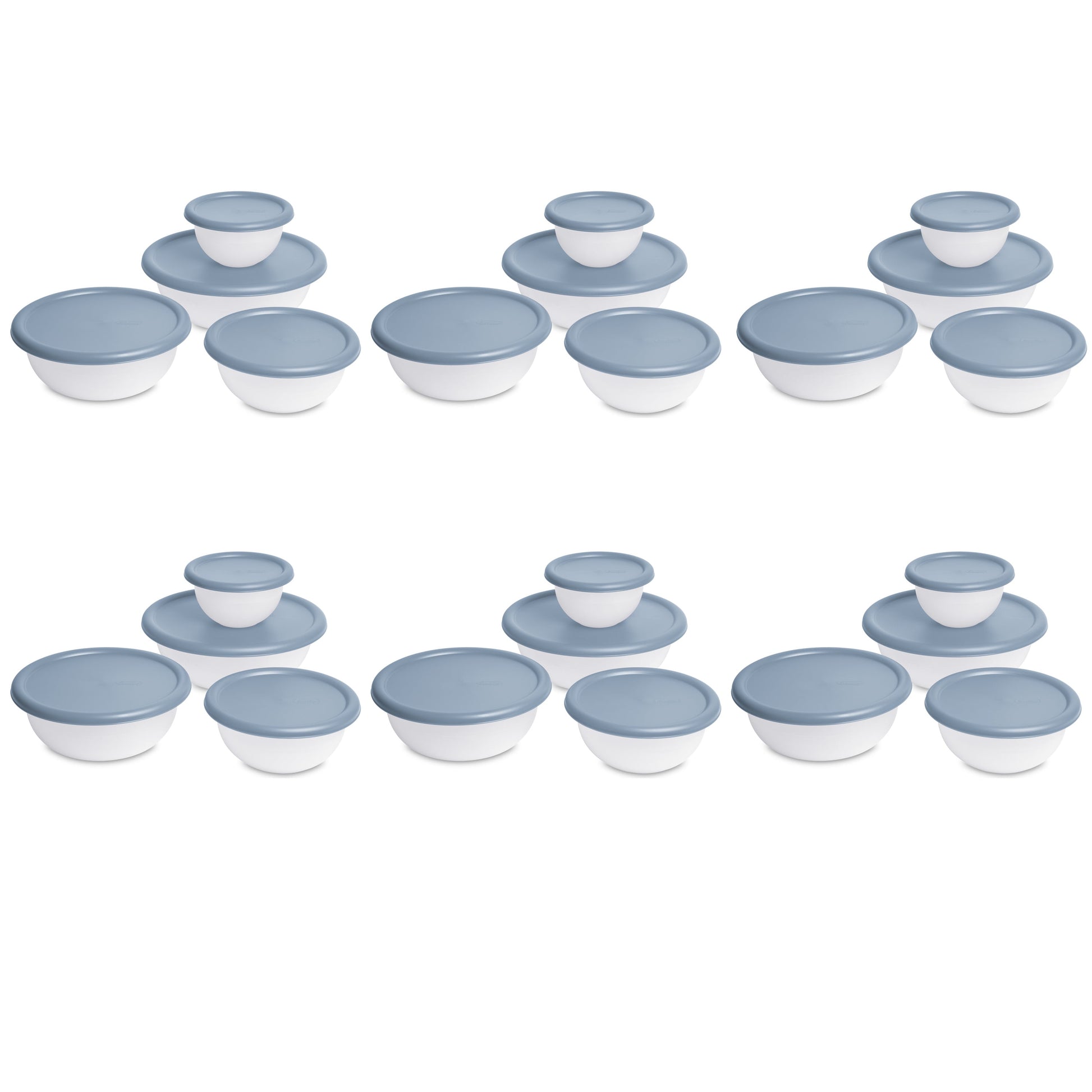 Sterilite 8 Piece Covered Bowl Set, Four Sizes with Lids, For Prep, Serve & Store, Light Blue, Pack of 6