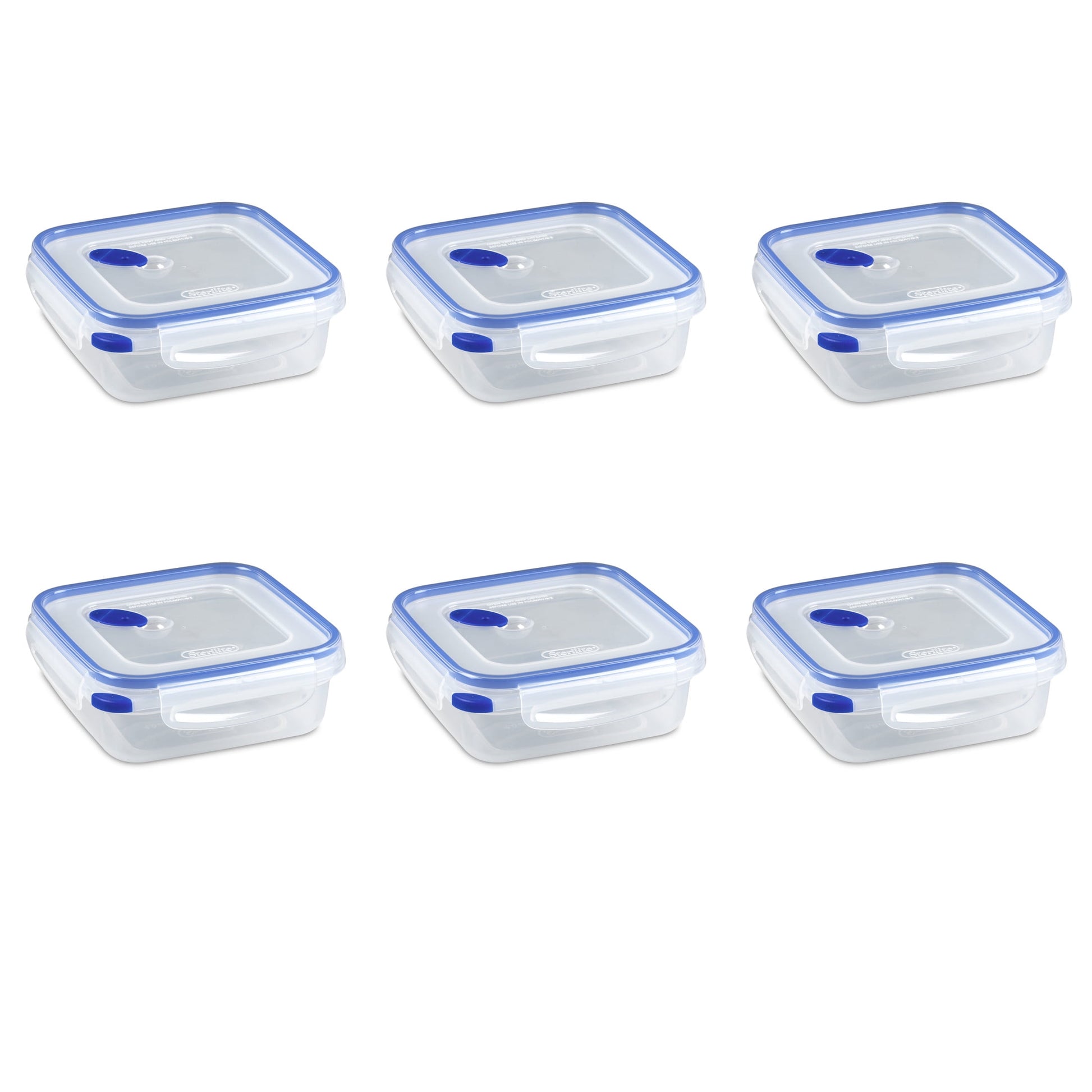 Sterilite Ultraâ€¢Sealâ„¢ 4.0 Cup Square, Latching Food Storage Container, Airtight Watertight Seal, Blue, 6 Count