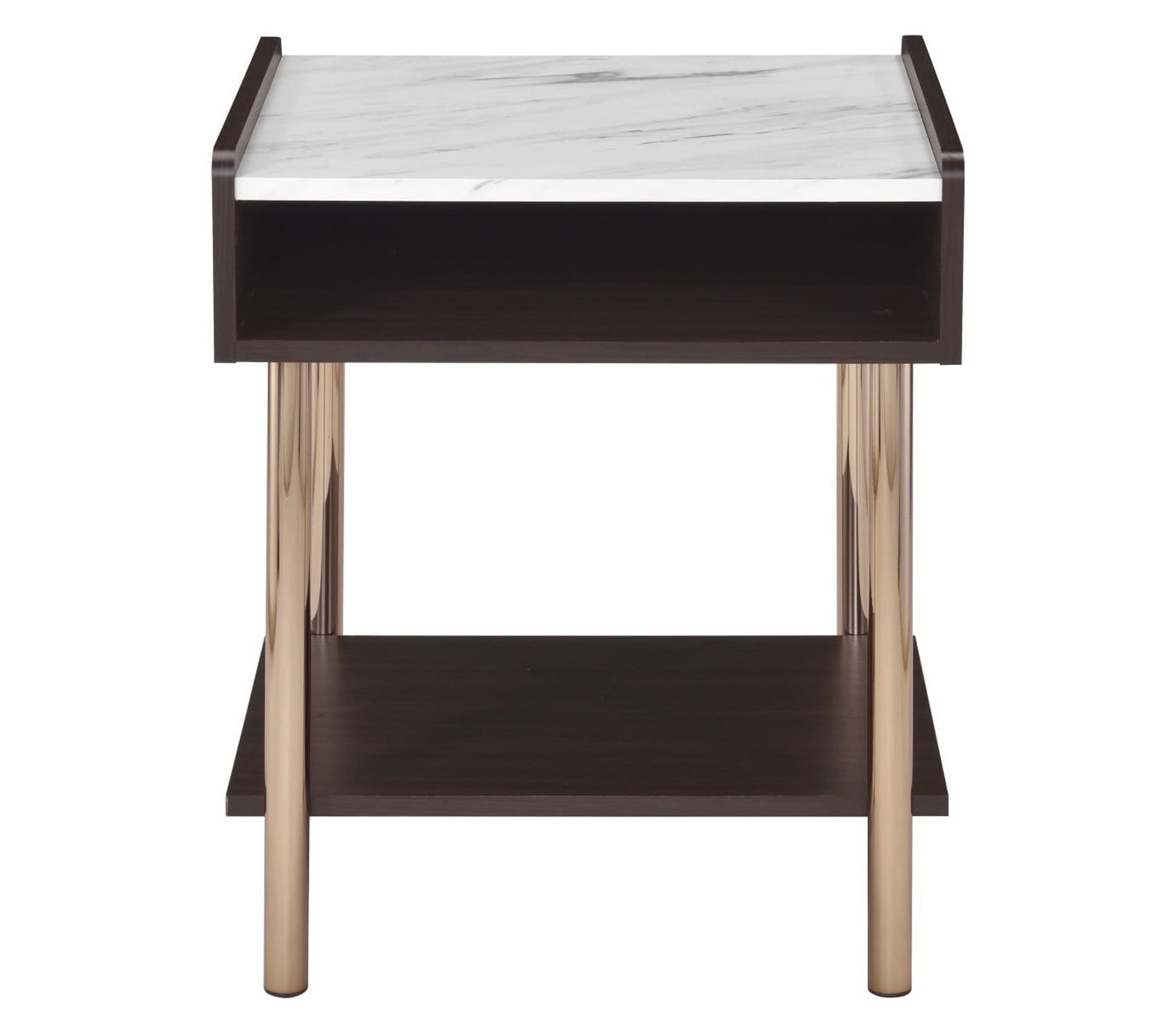 Steve Silver Carrie Indoor 25.25" H Mid-Century Genuine Marble Top End Table, Walnut
