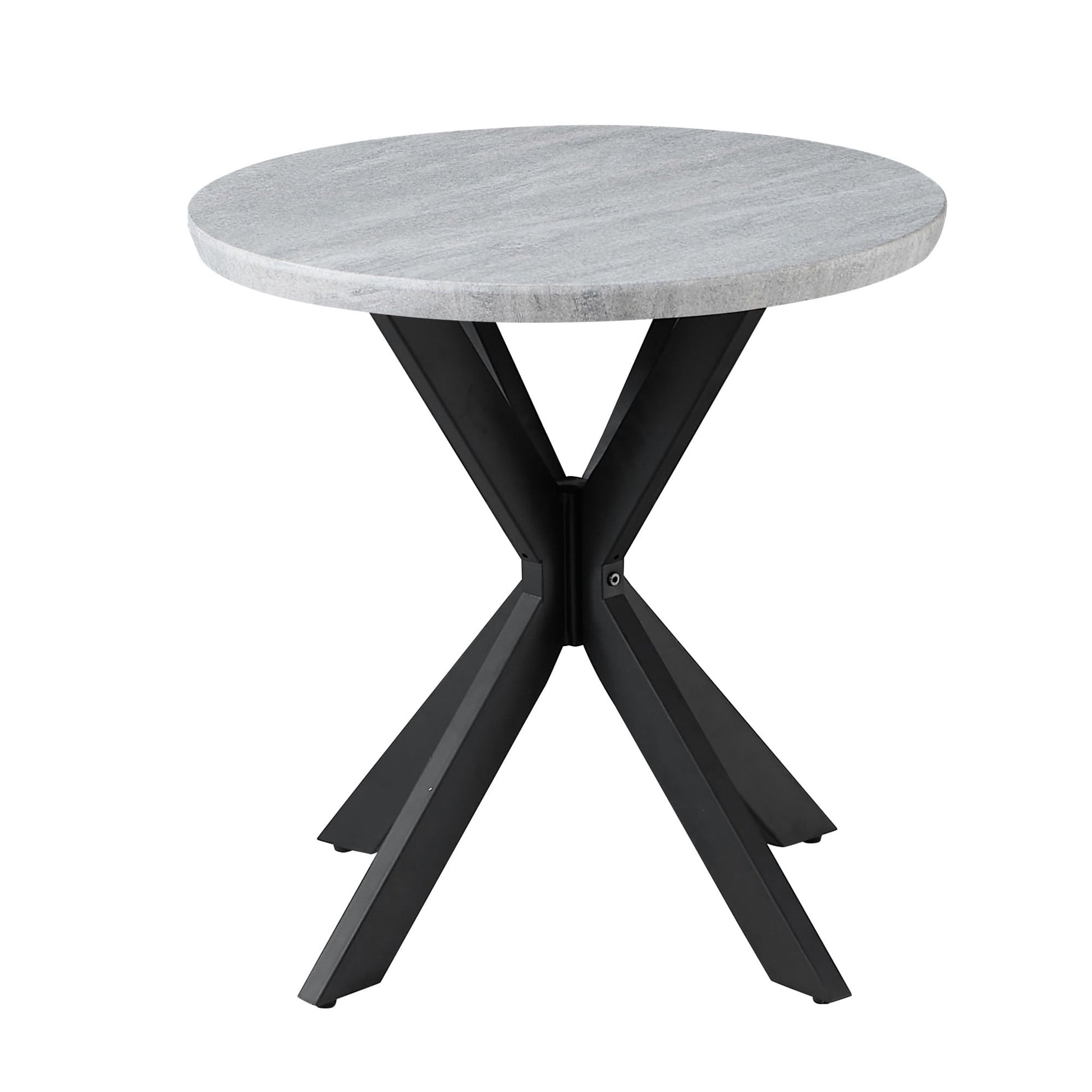 Steve Silver Keyla Contemporary 23" Round Faux Marble End Table, Gray