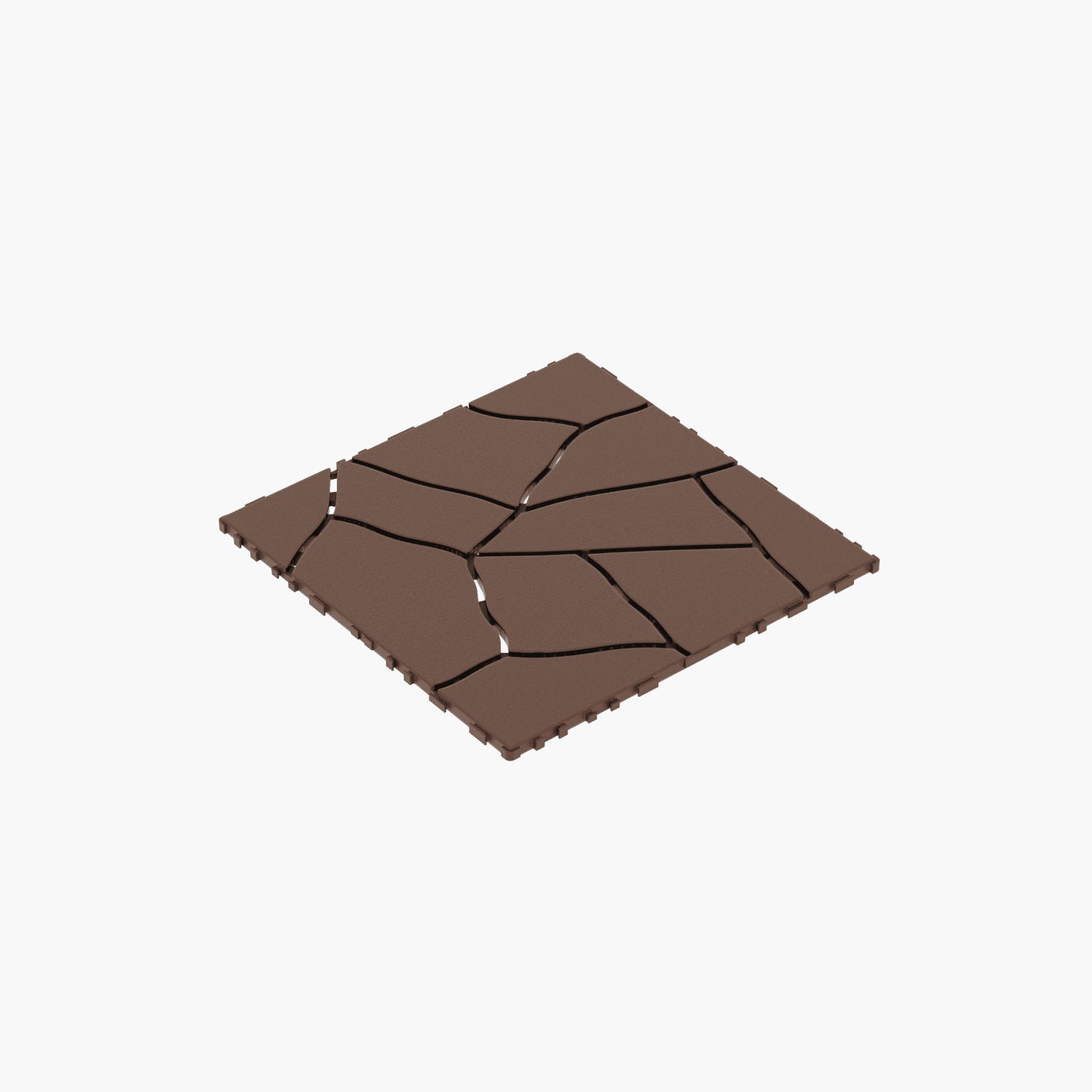 Stone Pattern Deck Tiles, 12 Inch DIY Interlocking Outdoor Flooring Tiles for Porch Poolside Balcony Garden Yard, Red Brown