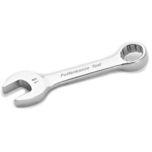 Stubby Chrome Combination Wrench, 19mm, with 12 Point Box End, Fully Polished, 5-1/2"" Long