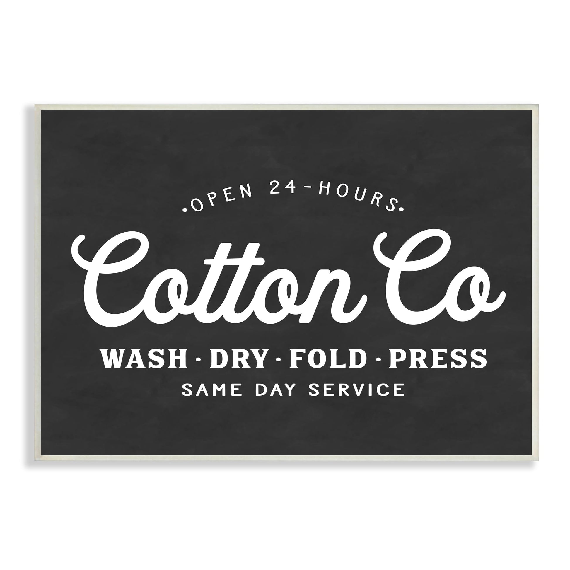 Stupell Industries Cotton Co. Laundry Room Sign Black White Minimal, 10 x 15, Designed by Lettered and Lined