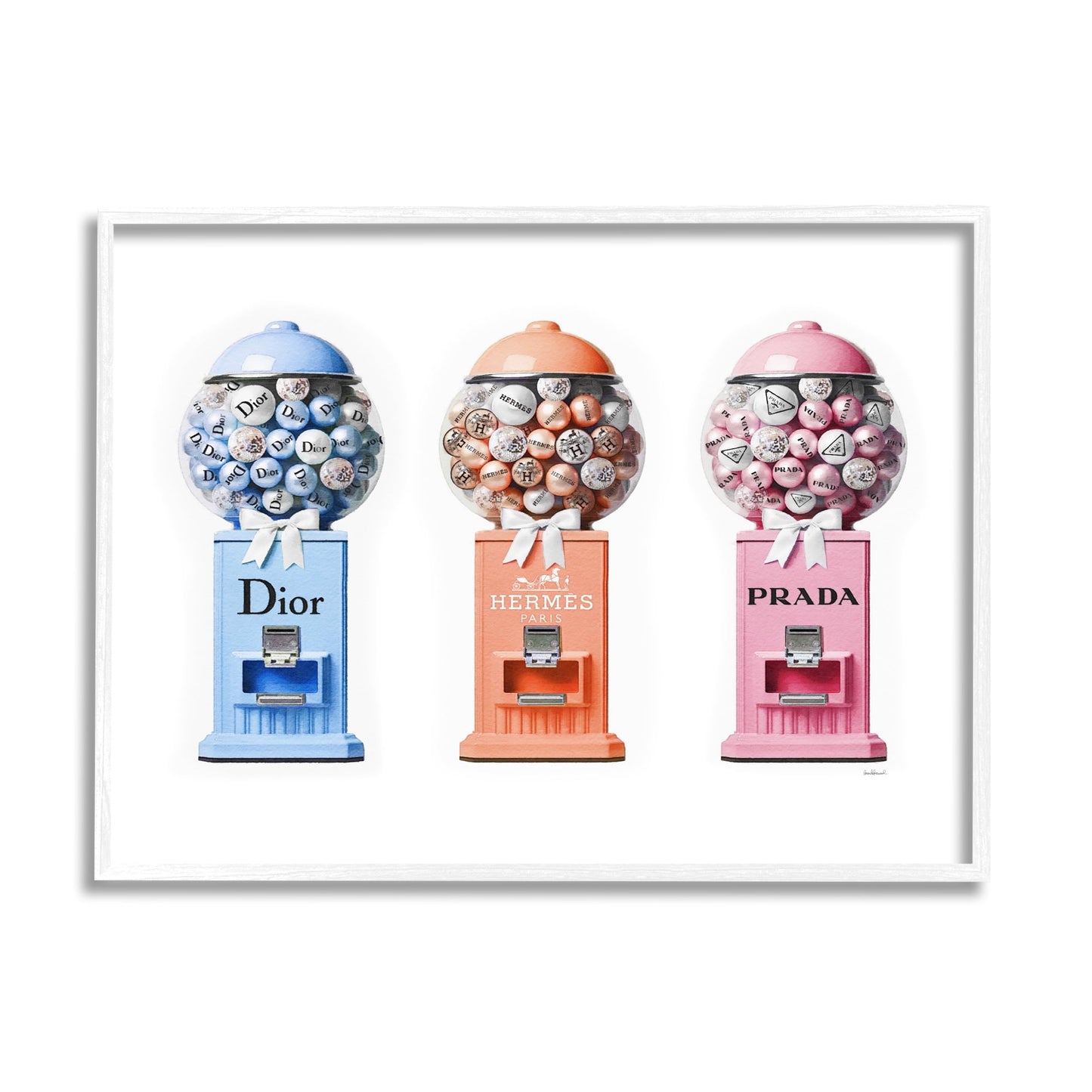 Stupell Industries Fashion Candy Dispensers Beauty & Fashion Painting White Framed Art Print Wall Art, 14 x 11