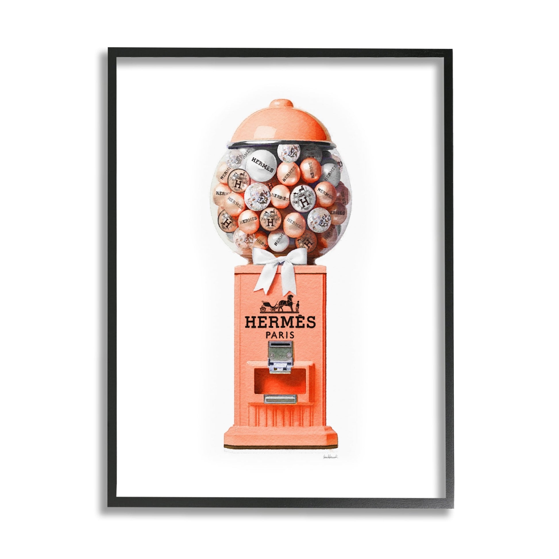 Stupell Industries Fashion Gumball Dispenser Beauty & Fashion Painting Black Framed Art Print Wall Art, 16 x 20