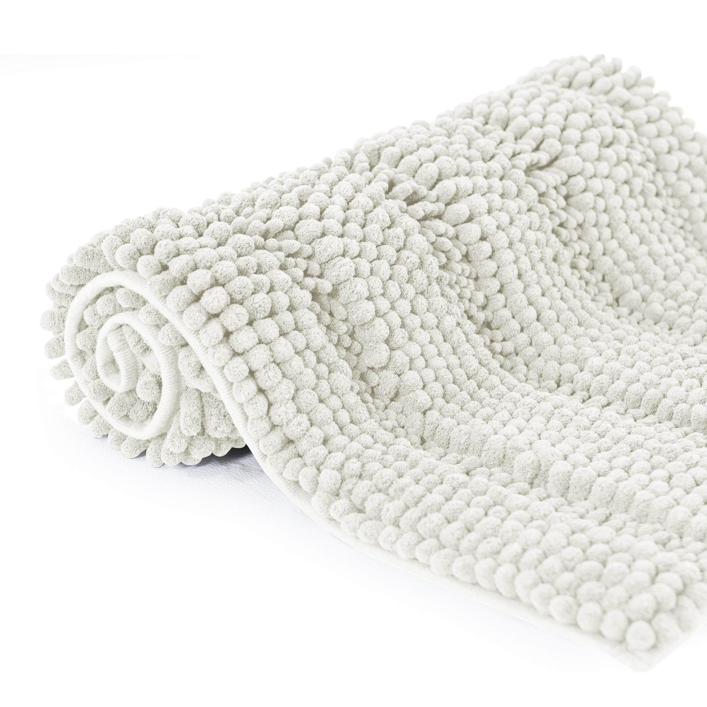 Subrtex Bathroom Rugs Non-Slip Chenille Soft Striped Plush Bath Mat (Light Purple, 16"x24")
