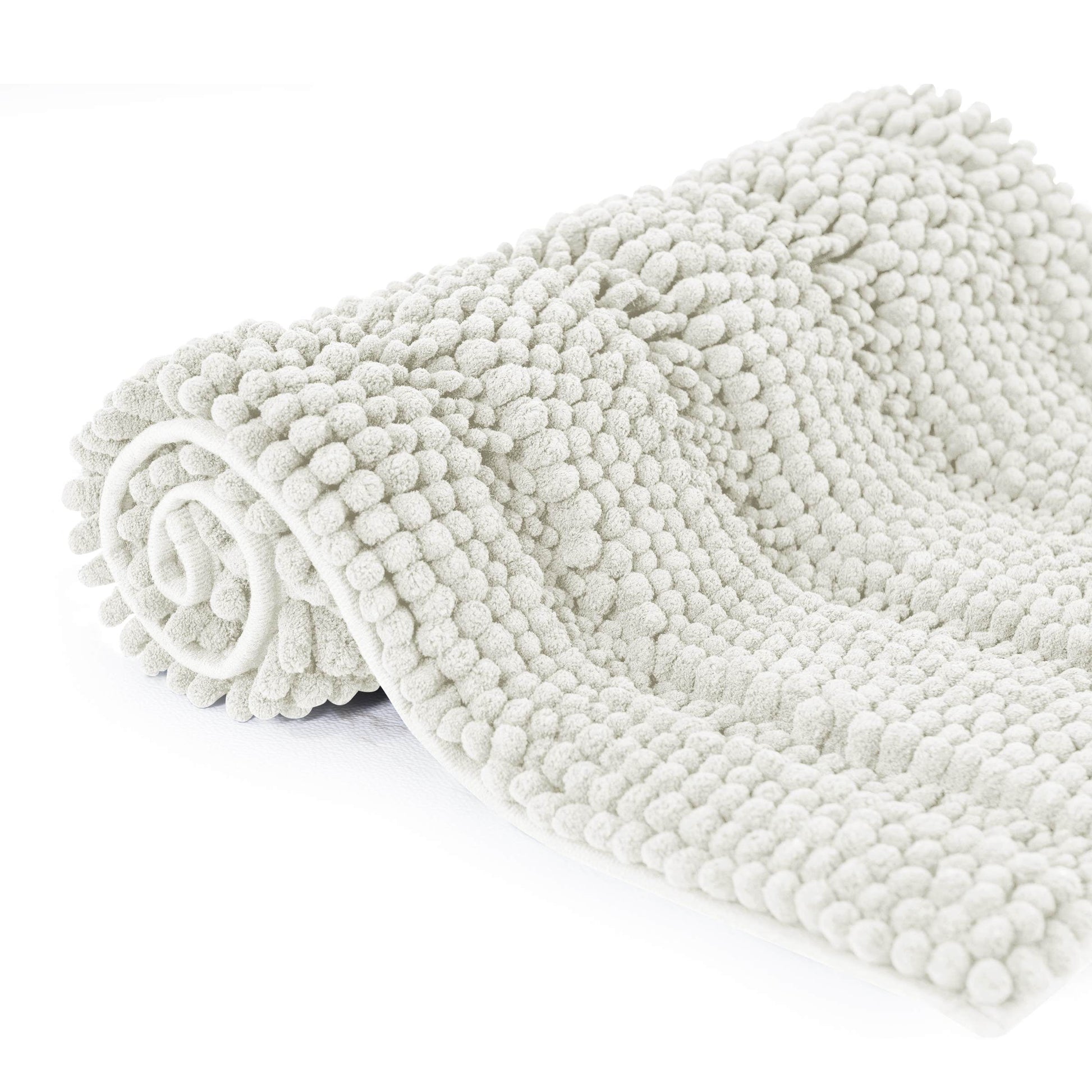 Subrtex Bathroom Rugs Non-Slip Chenille Soft Striped Plush Bath Mat (Light Purple, 16"x24")