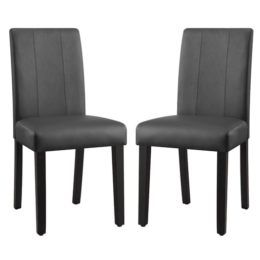 Subrtex Faux Leather Indoor Dining Chair Set of 2, Modern Mid-Century Chairs for Home, Gray