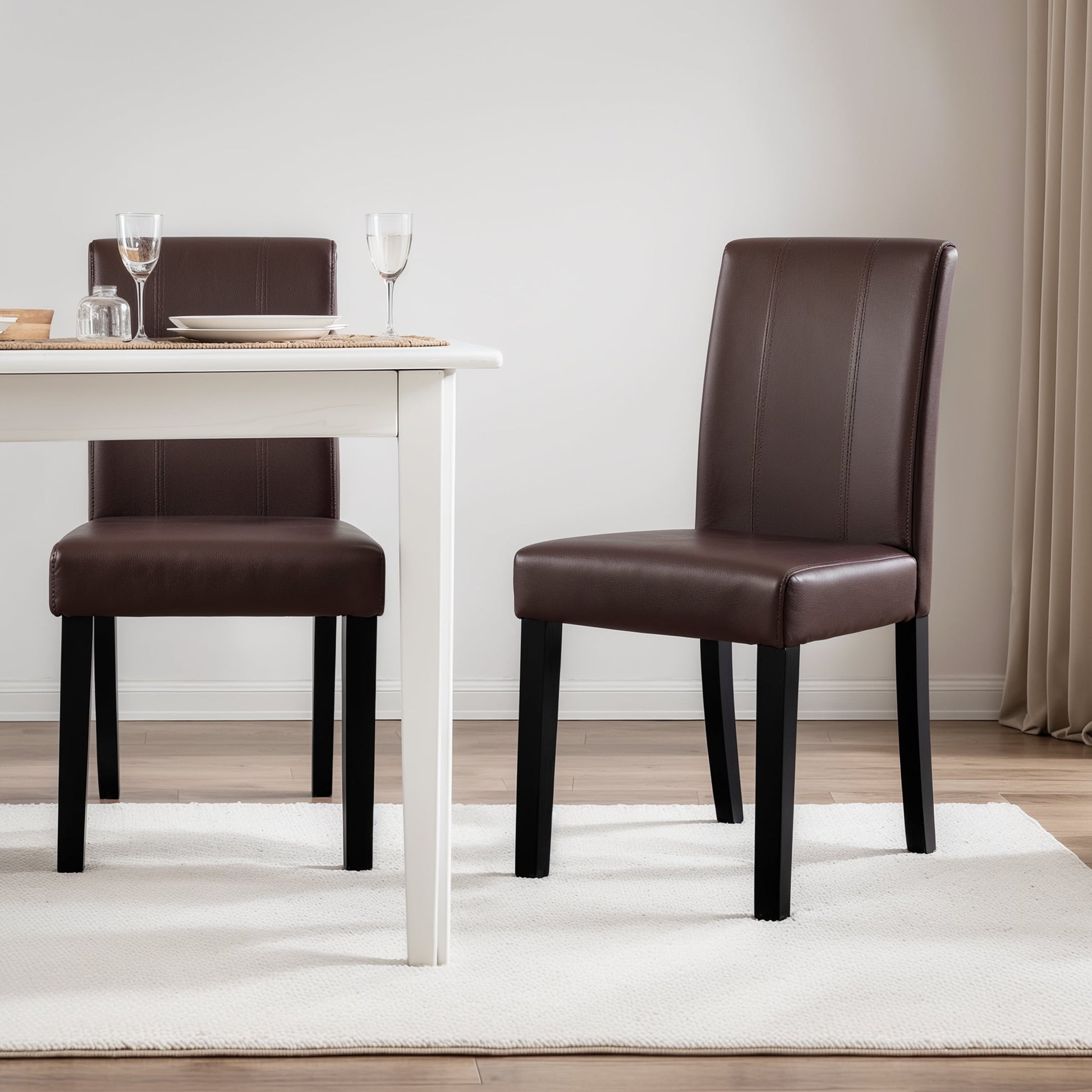 Subrtex Modern Parsons Faux Leather Dining Chairs Set of 4 Upholstered Dining Chairsâ€“Brown