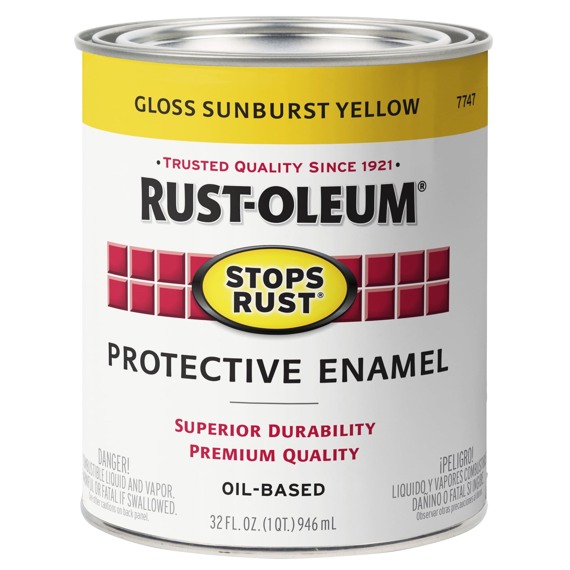 2 Pack, Sunburst Yellow(100 Voc), Rust-Oleum Stops Rust Gloss Protective Enamel- 353580, Quart