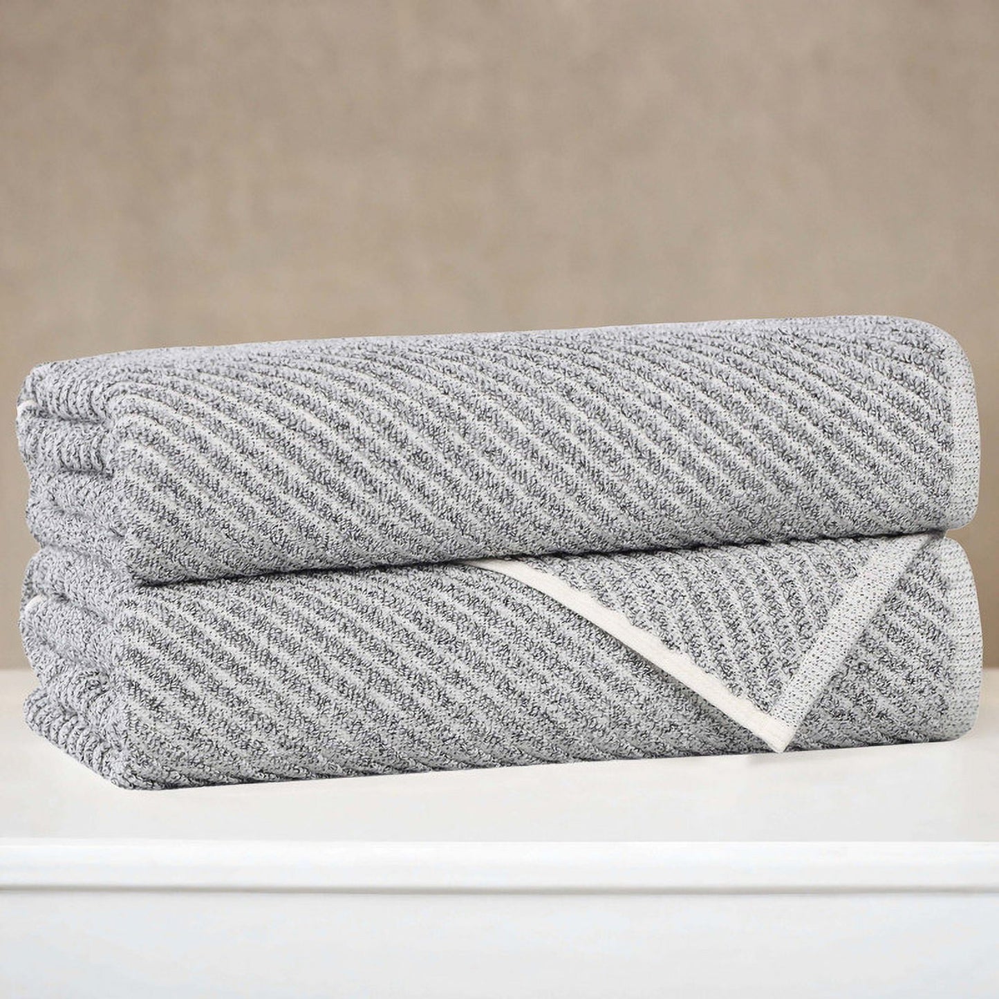 Superior Amelia Viscose Cotton Blend Medium Weight Bath Towels, Set of 2, Charcoal