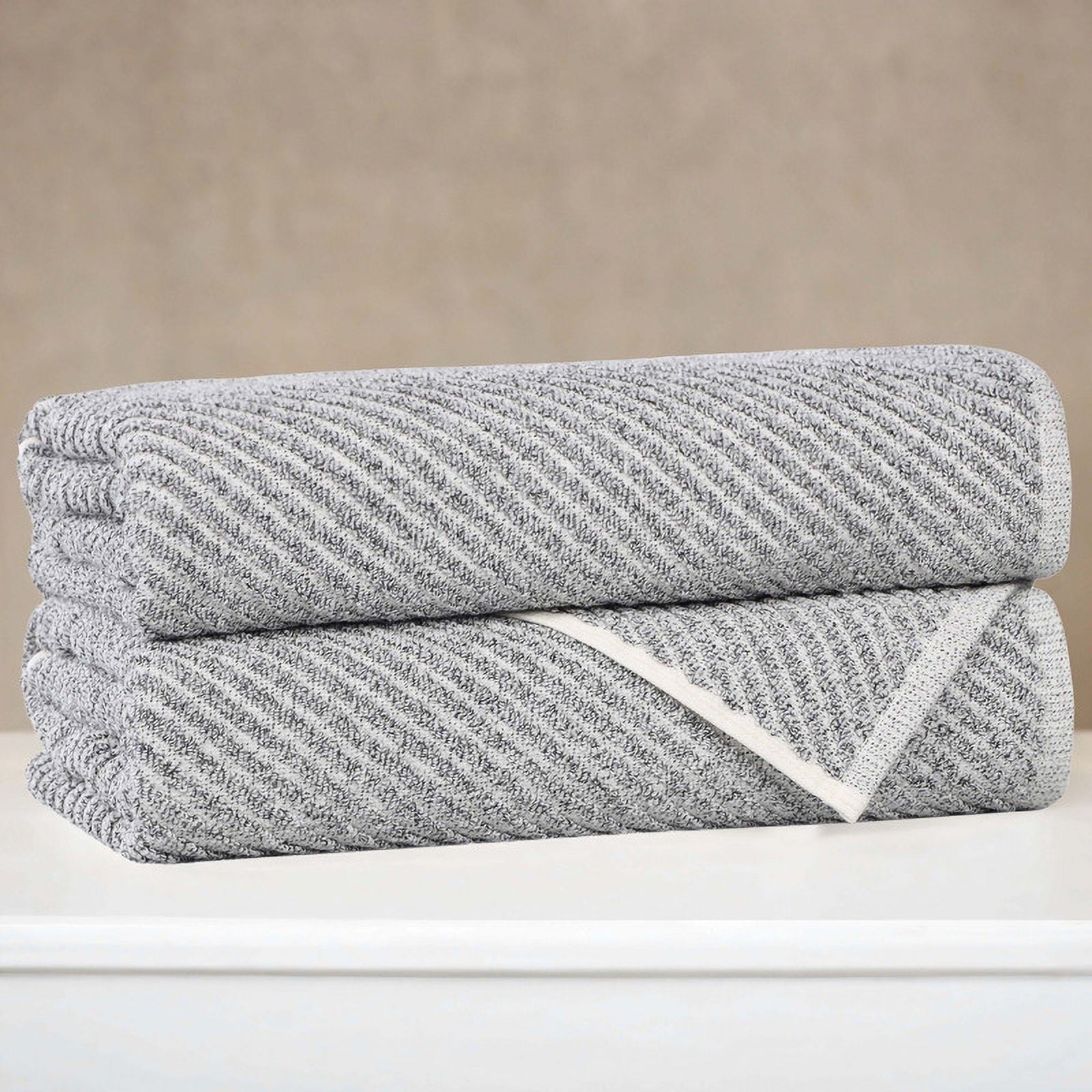 Superior Amelia Viscose Cotton Blend Medium Weight Bath Towels, Set of 2, Charcoal