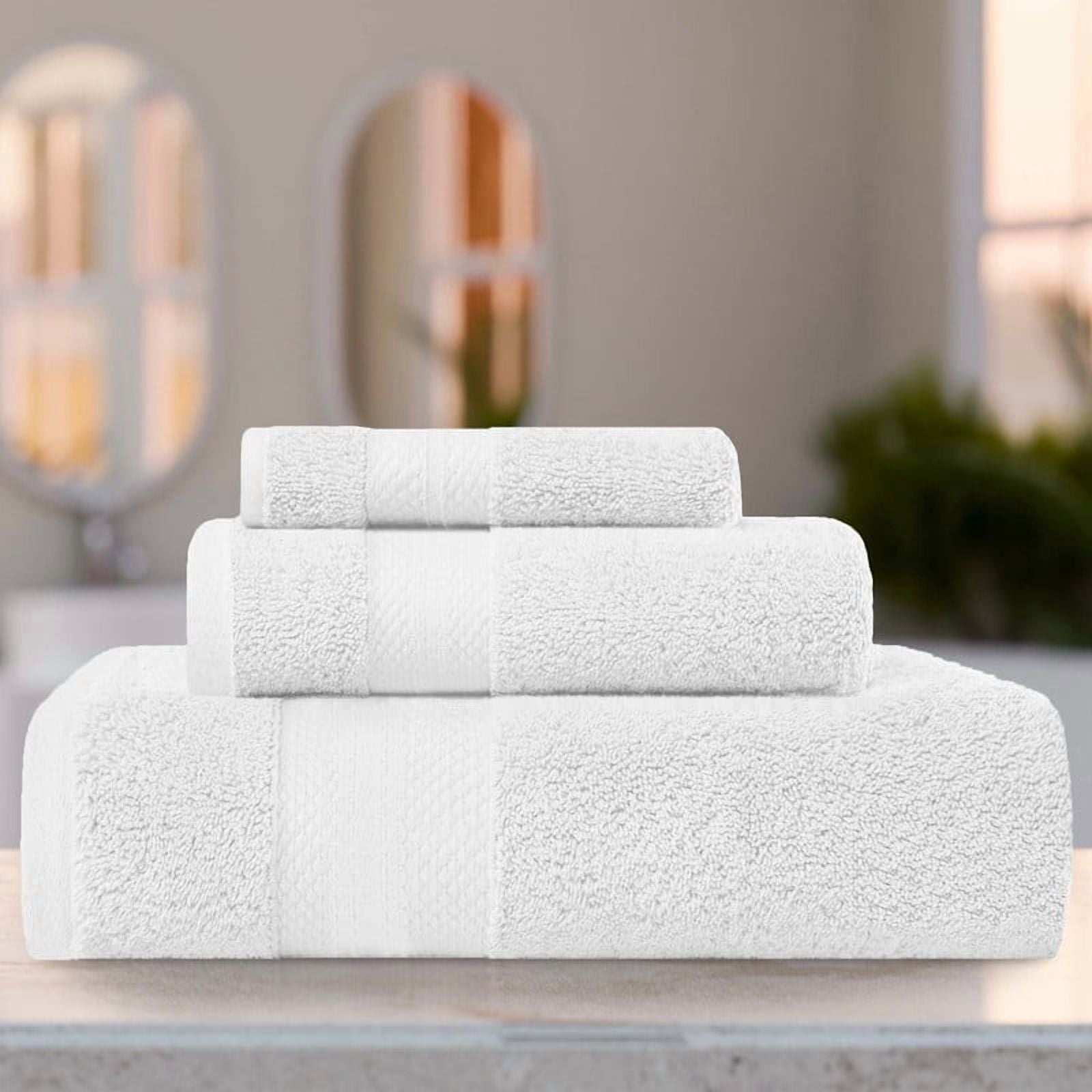 Superior Aria Turkish Cotton 3-Piece Towel Set, Ultra Soft Heavyweight Towels, White