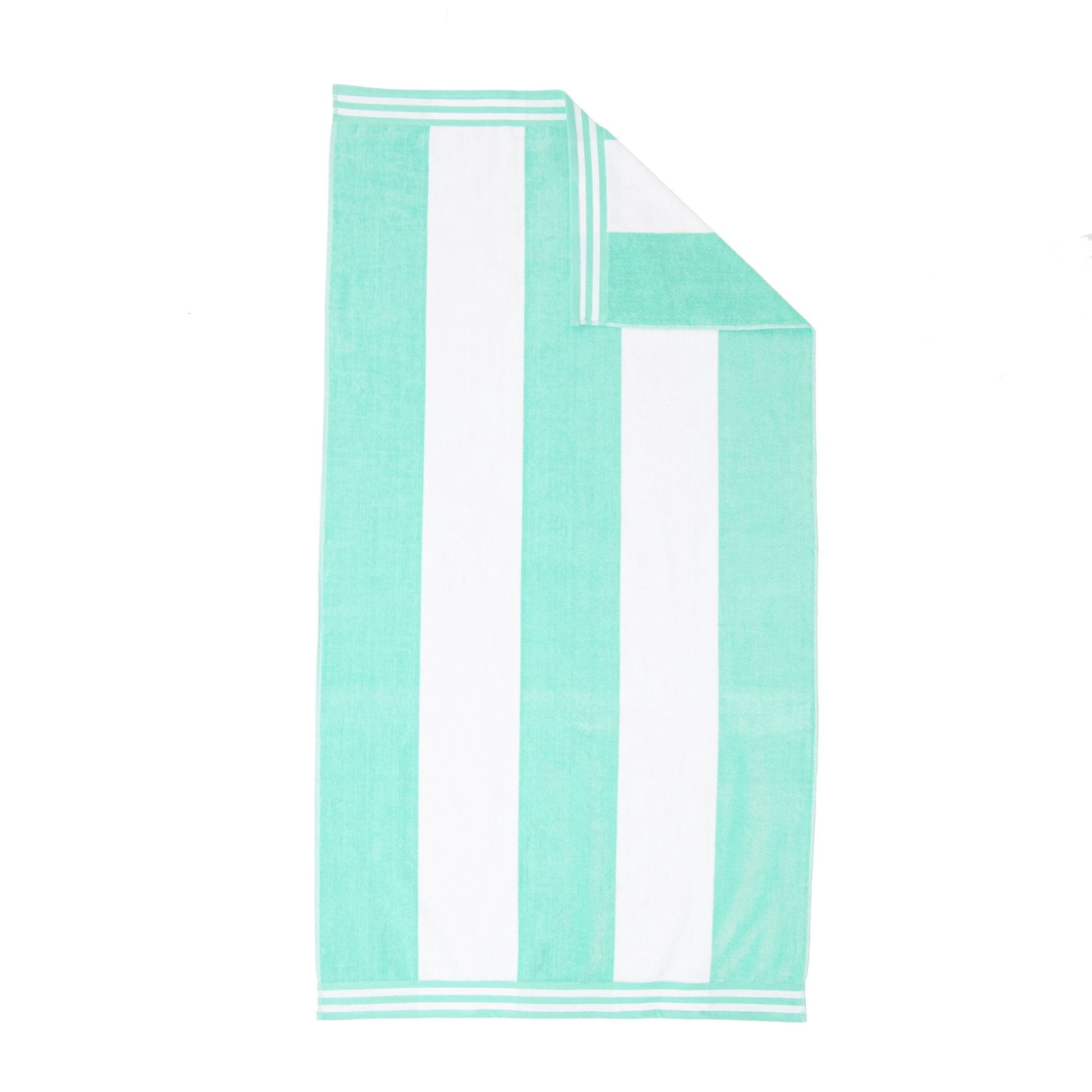 Superior Cabana Striped 4-Piece Oversized Cotton Beach Towel Set, Mint