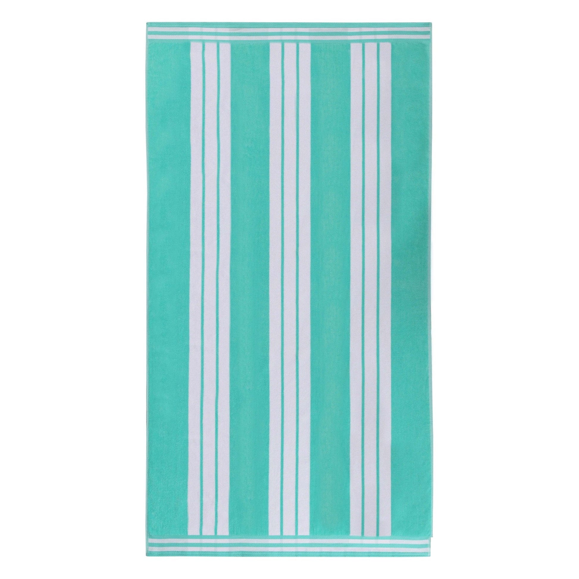 Superior Cotton Striped Oversized Beach Towel Set of 4, 34" x 64", Mint