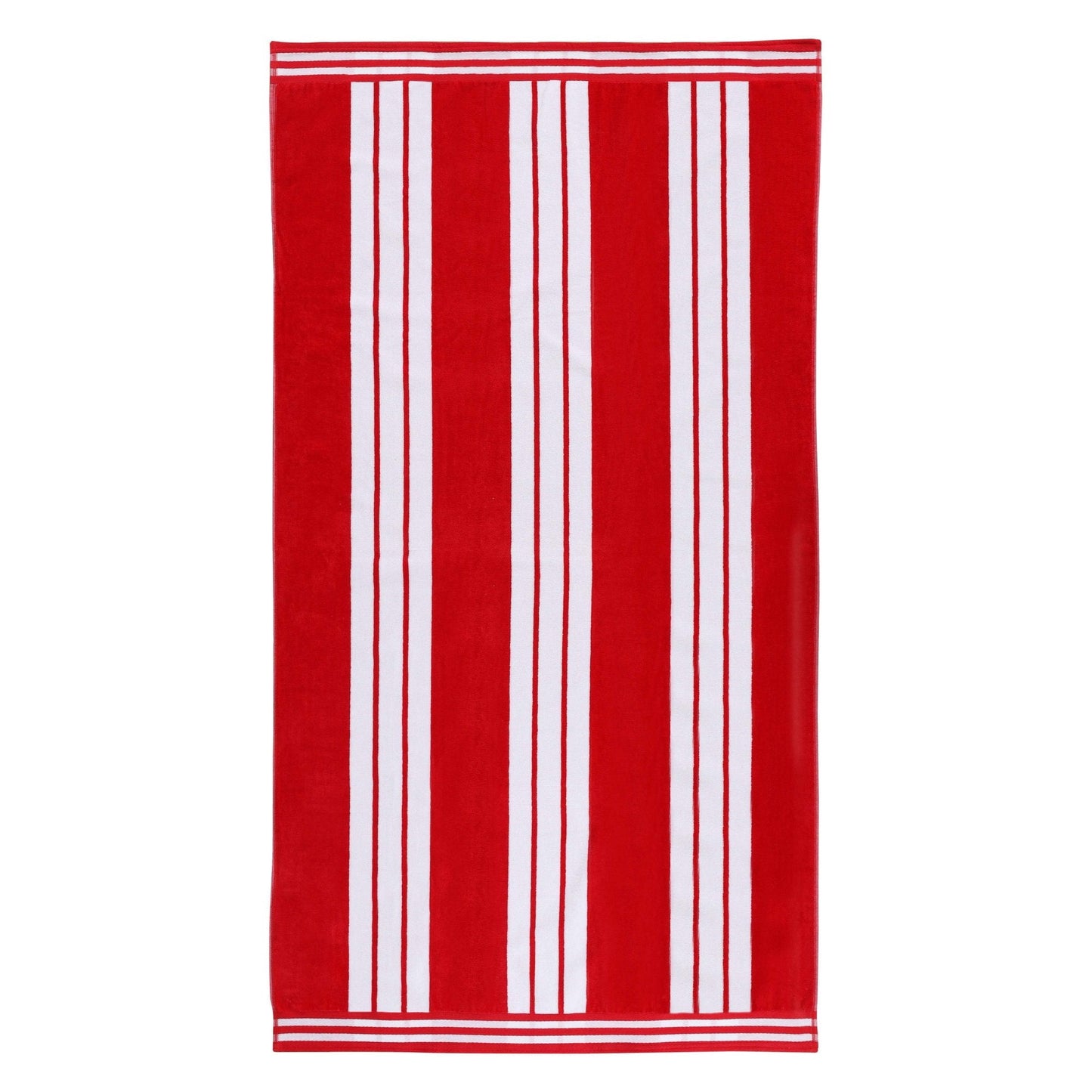 Superior Cotton Striped Oversized Beach Towel Set of 4, 34" x 64", Red
