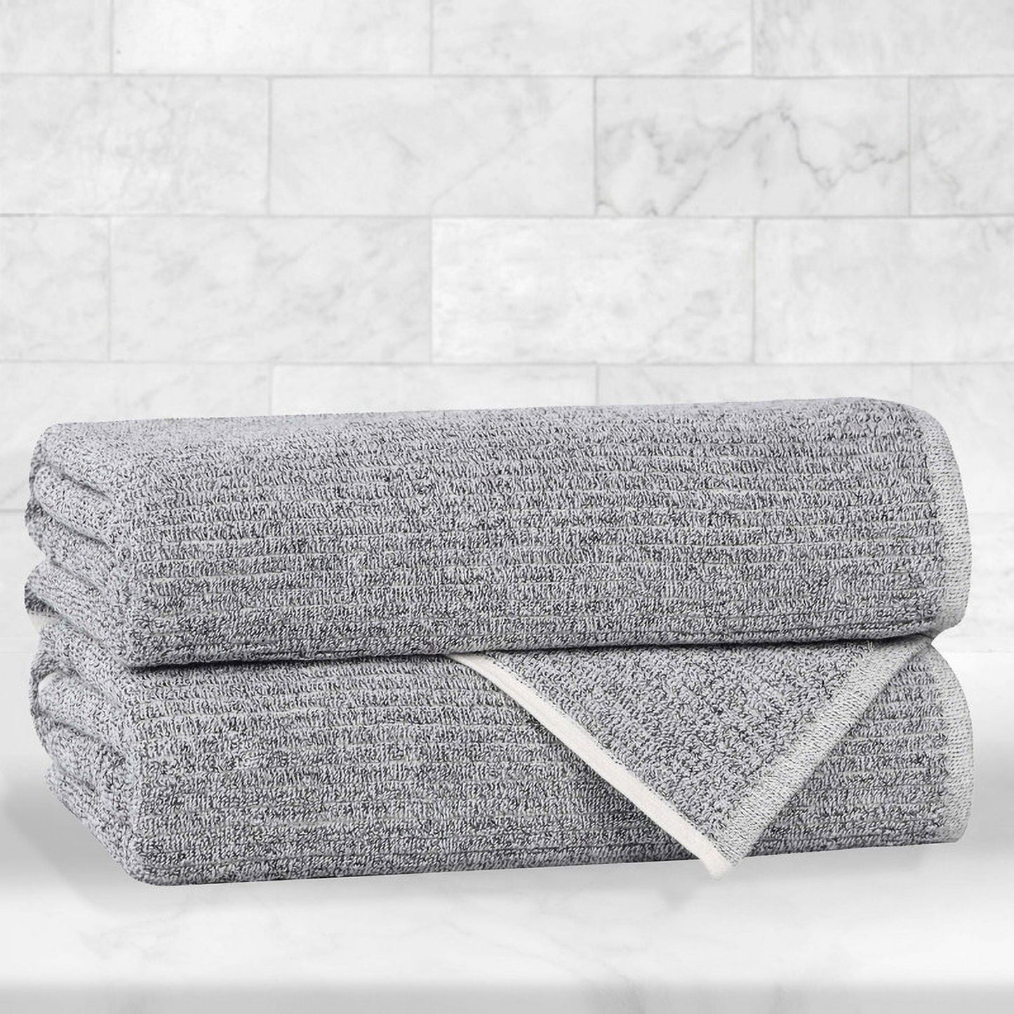 Superior Destin Viscose 2 Piece Cotton Blend Bath Towel Set, Medium Weight Soft Towels, Charcoal