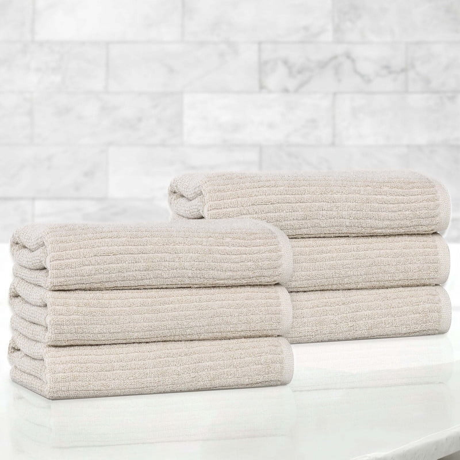 Superior Destin Viscose 6 Piece Cotton Blend Hand Towel Set, Medium Weight Soft Towels, Beige