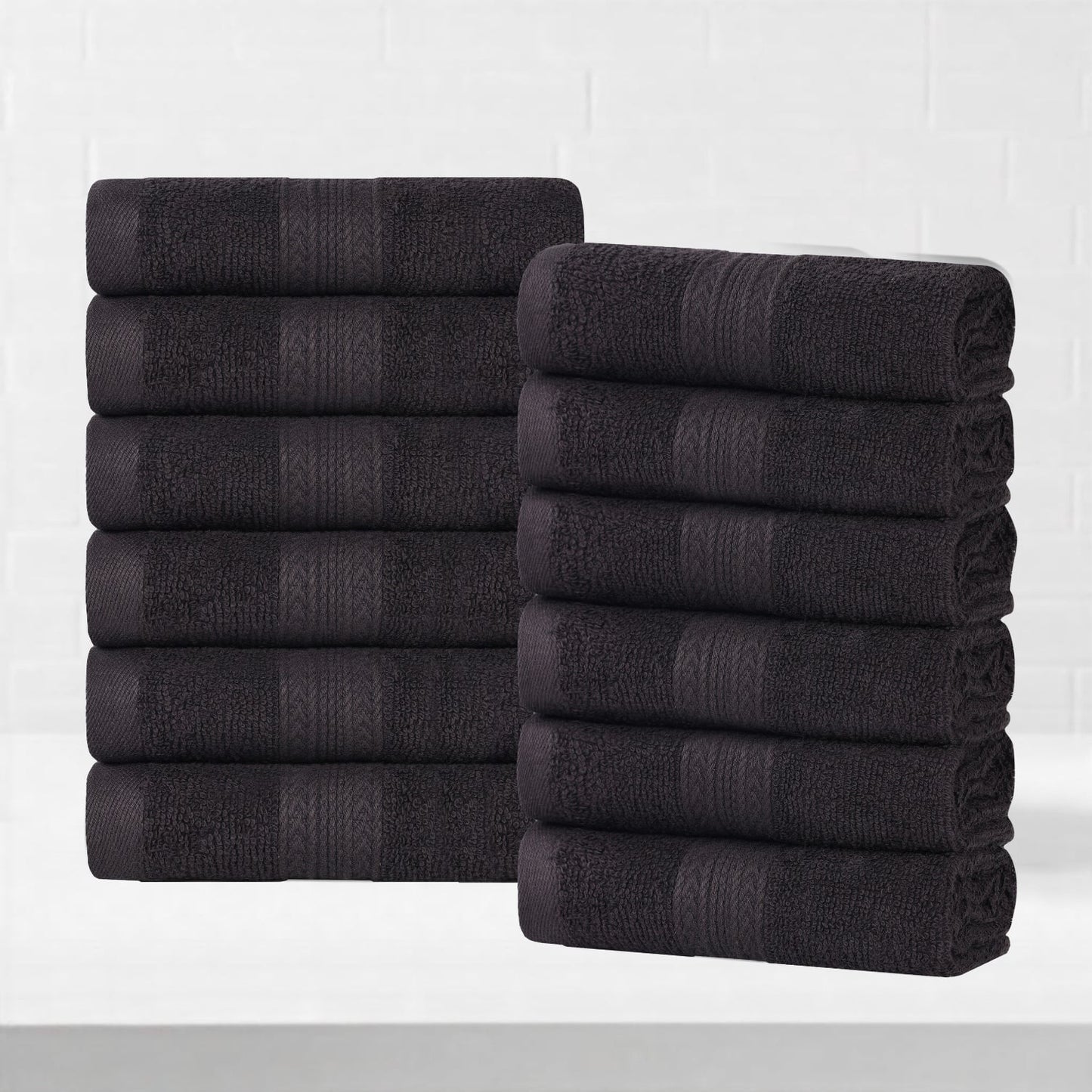 Superior Eco-Friendly Cotton 12-Piece, Black, Washcloth Set