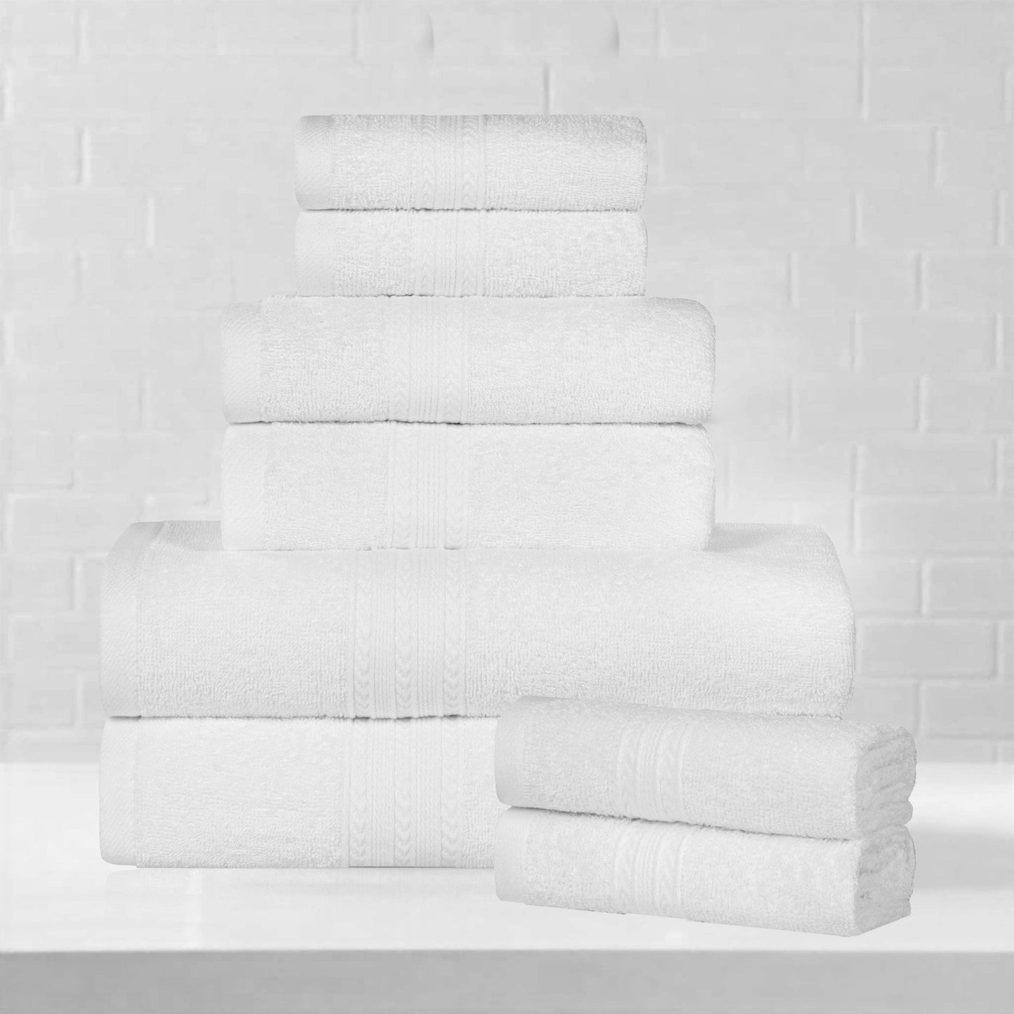 Superior Eco-Friendly Cotton 8-Piece Assorted Towel Set, White