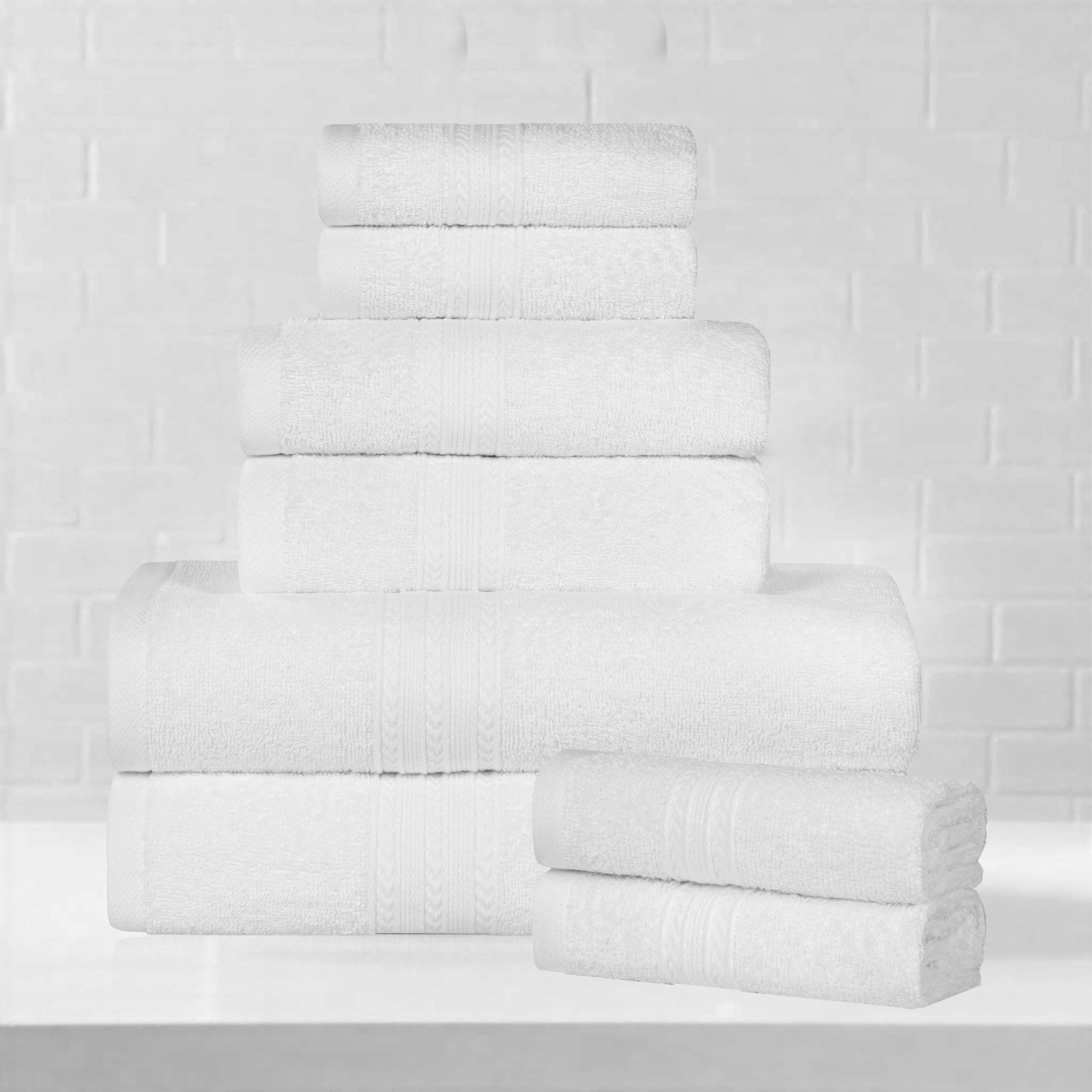 Superior Eco-Friendly Cotton 8-Piece Assorted Towel Set, White