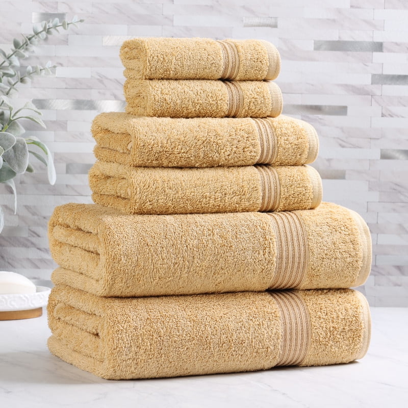 Superior Egyptian Cotton Absorbent 6-Piece Gold Towel Set