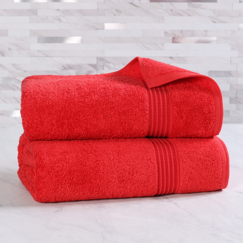 Superior Egyptian Cotton Absorbent Red Bath Towel Set of 2