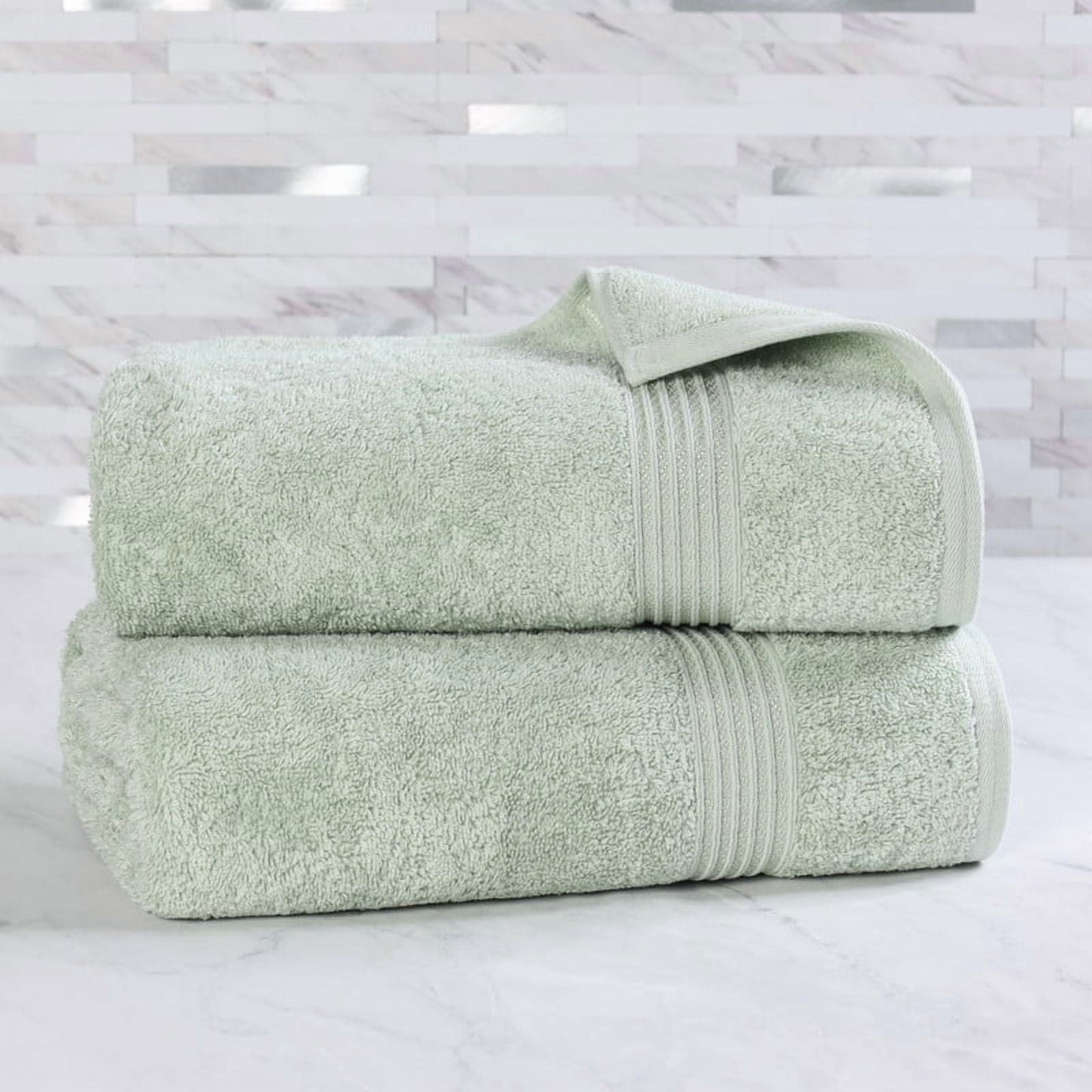 Superior Egyptian Cotton Absorbent Sage Bath Towel Set of 2