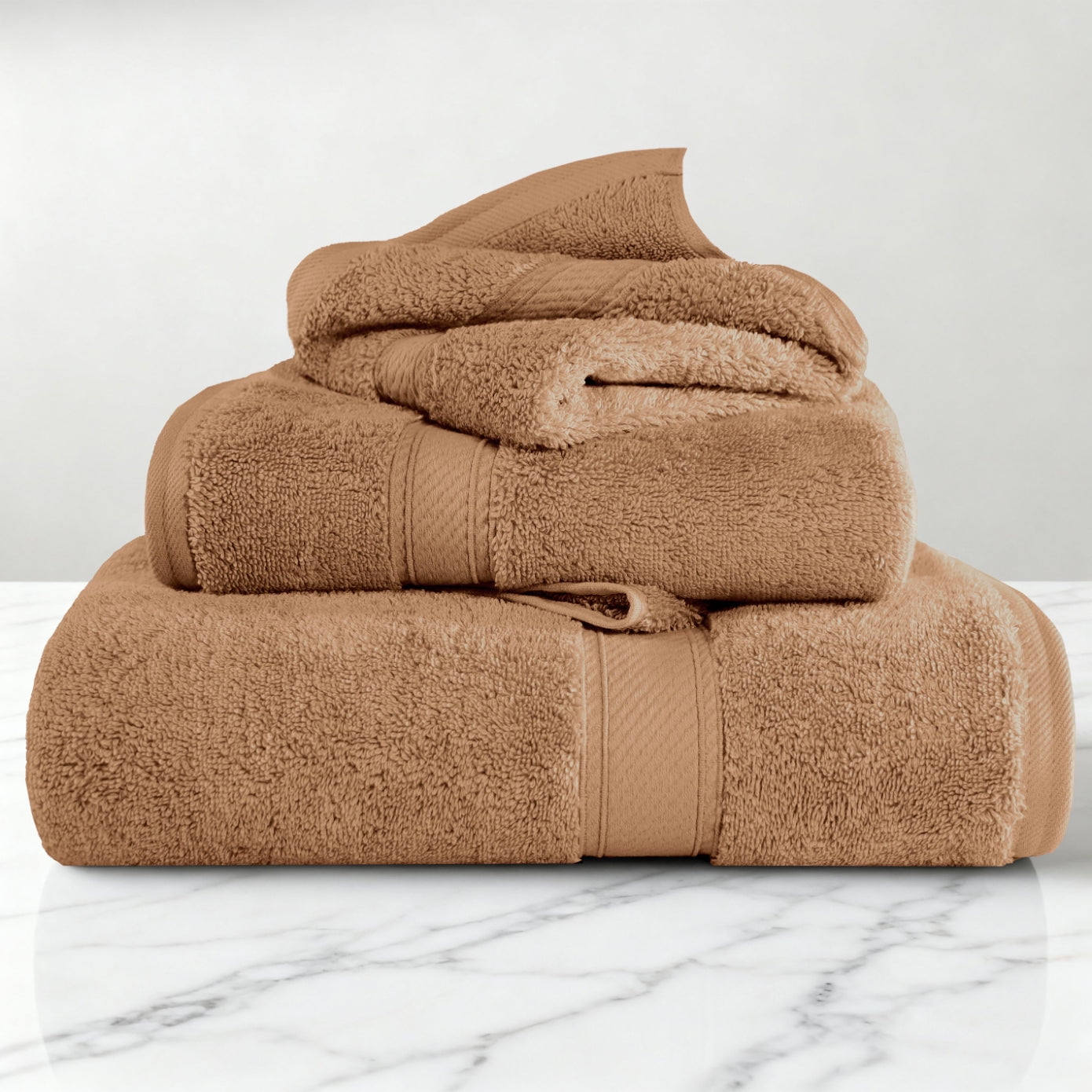 Superior 800 GSM Egyptian Cotton 4-Piece Hand Towel Set, Soft Ultra Absorbent Towels, Coral