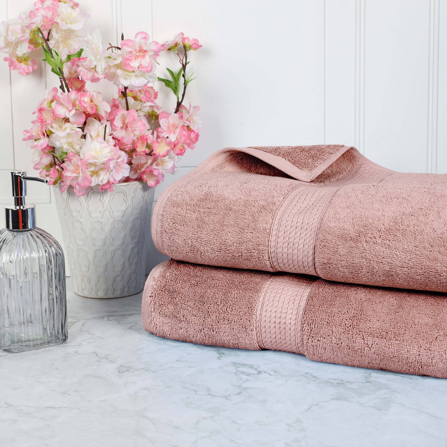 Superior 800 GSM Egyptian Cotton 2-Piece Bath Sheet Set, Soft Ultra Absorbent Towels, Muted Mauve