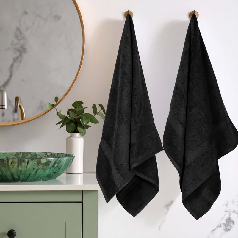 Superior 800 GSM Egyptian Cotton Heavyweight Bath Towel Set of 2, Black