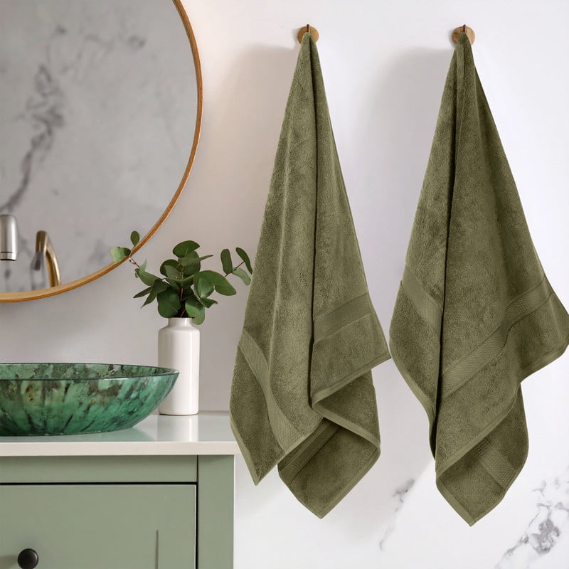 Superior 800 GSM Egyptian Cotton Heavyweight Bath Towel Set of 2, Forest Green