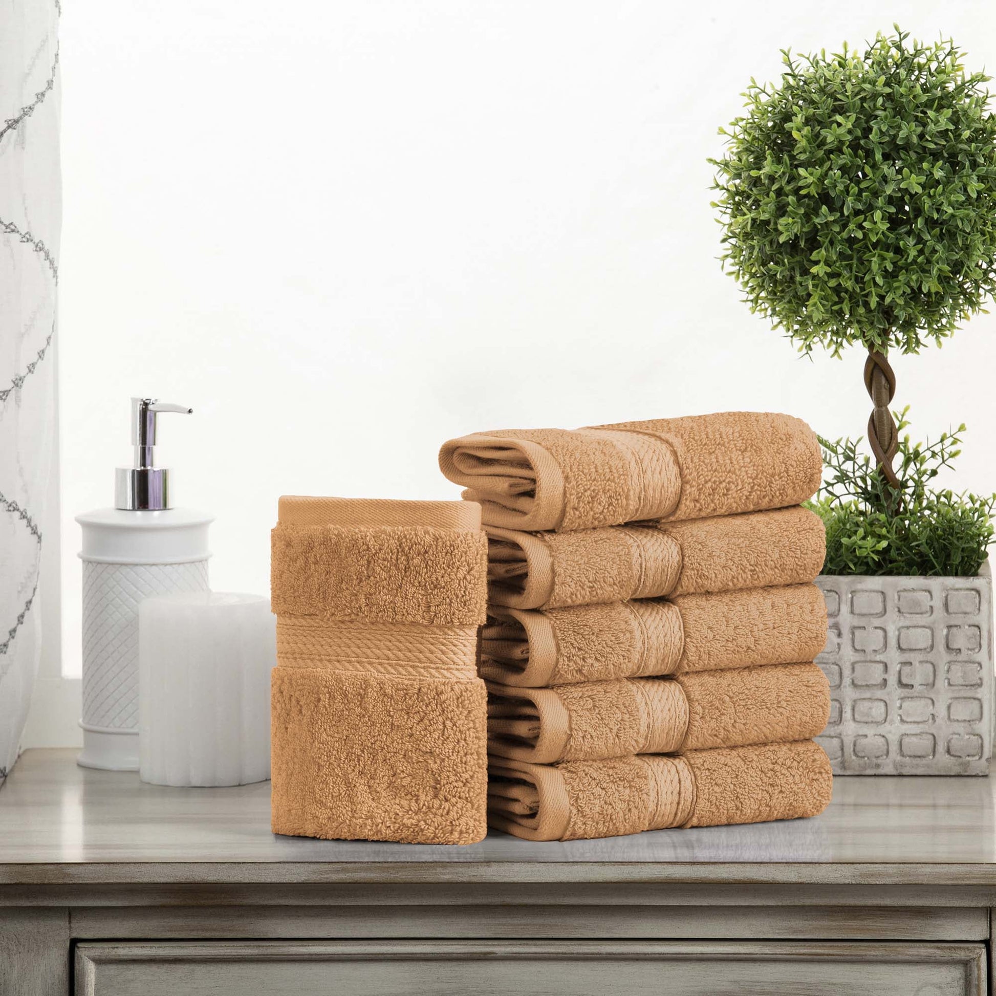 Superior 800 GSM Egyptian Cotton 10-Piece Towel Set, Soft Ultra Absorbent Towels, Muted Mauve