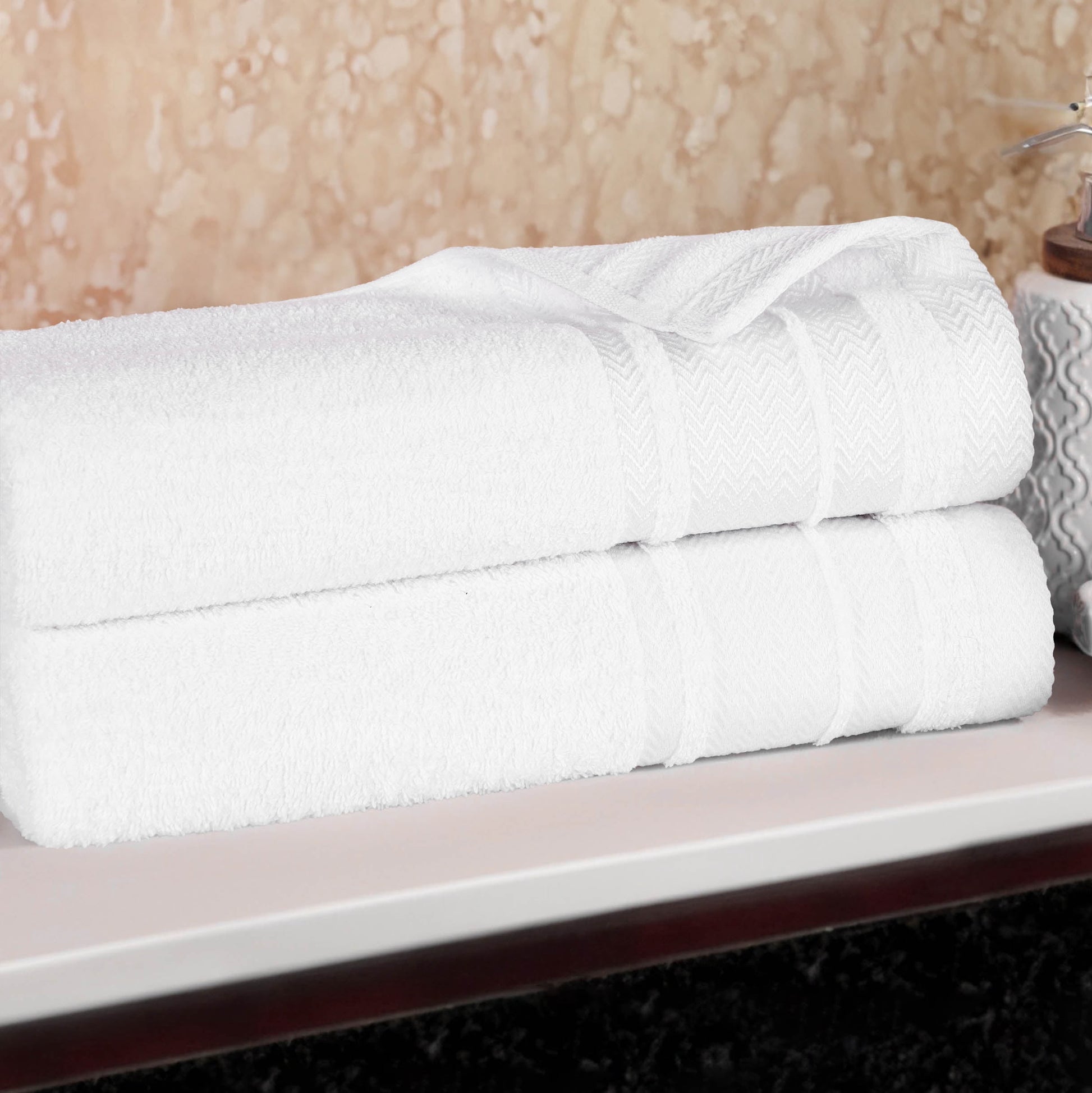 Superior Hays 2 Piece Cotton Plush Bath Towel , Ultra Soft Absobent Towels, White