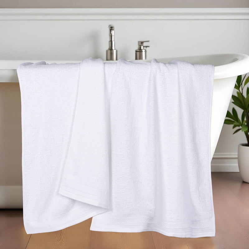 Superior Honeycomb Cotton Medium Weight Bath Sheets, Set of 2, White