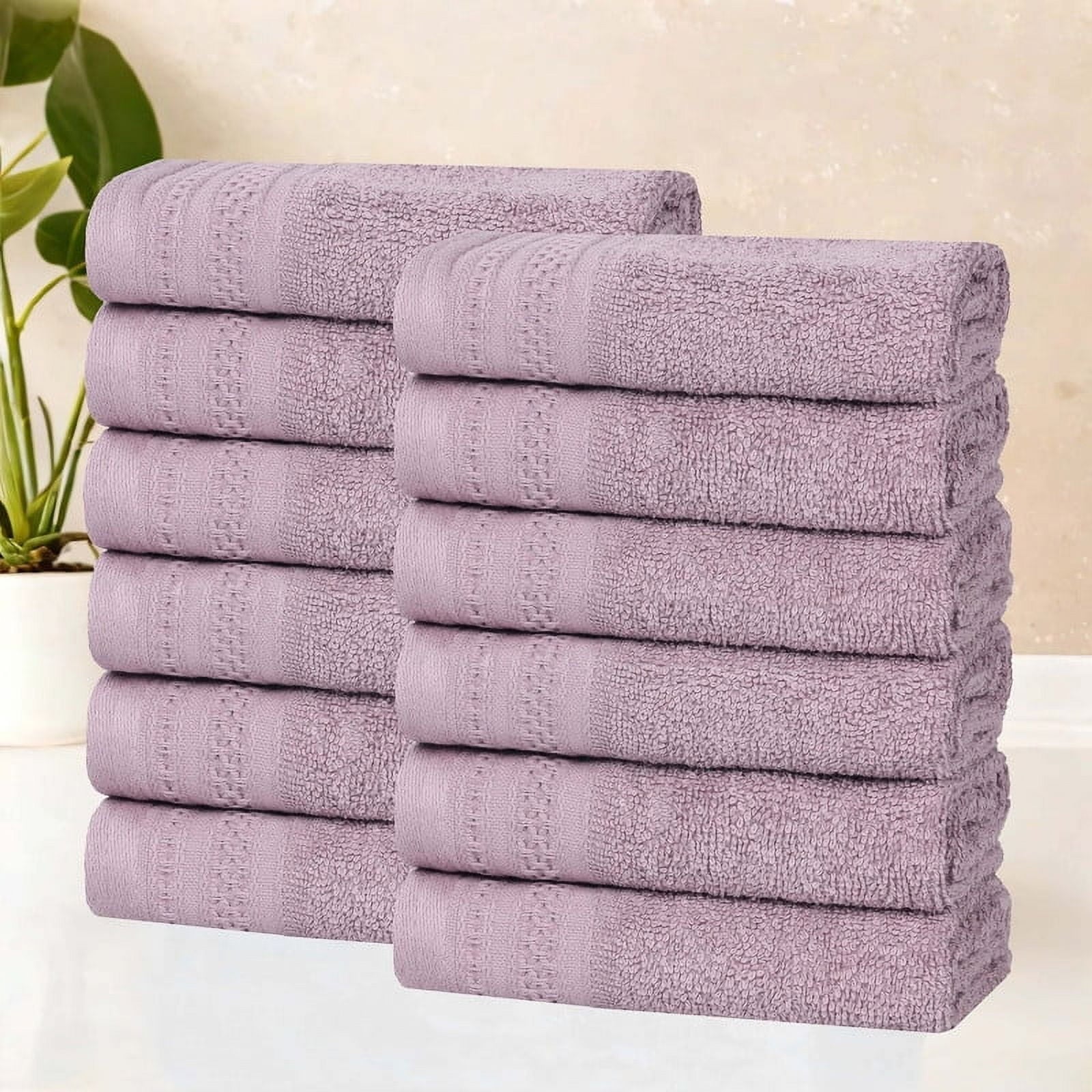 Superior Honeycomb Cotton Medium Weight Face Towels Washcloths, Set of 6, Sea Fog