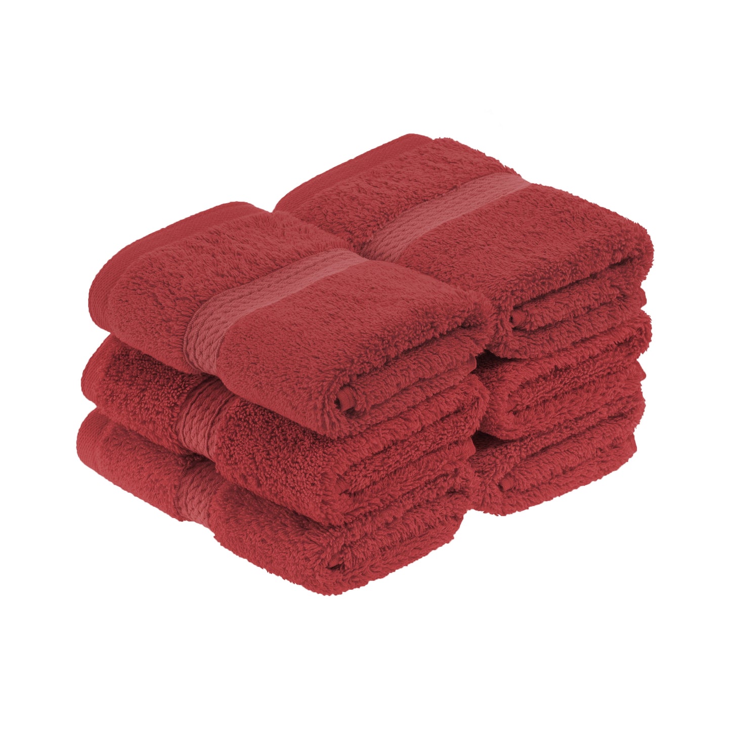 Superior Egyptian Cotton Heavyweight Face Towel Set of 6, Red