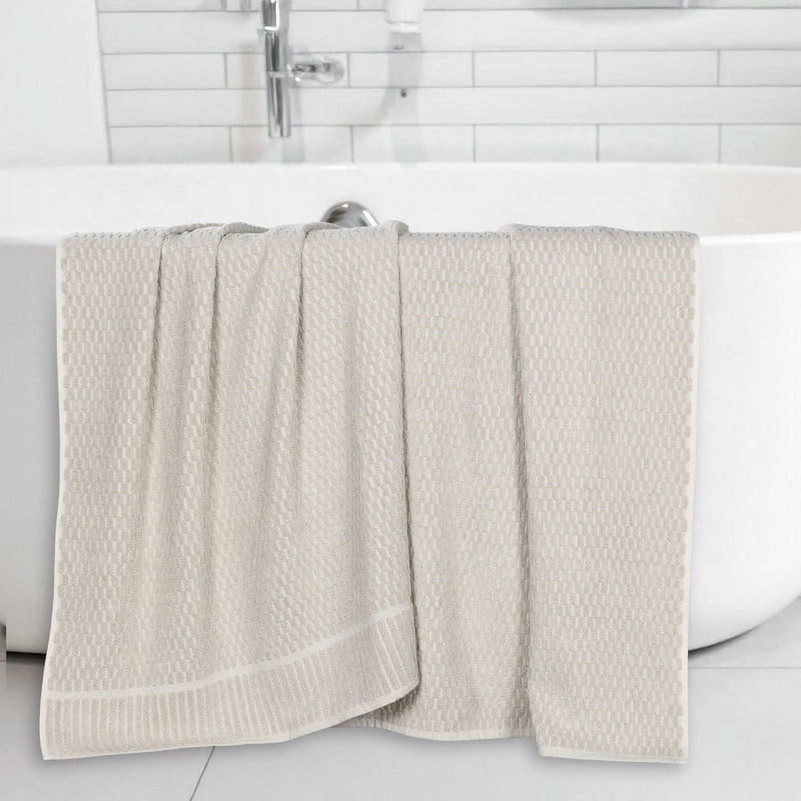 Superior Juno Viscose Cotton Blend Medium Weight Bath Sheets, Set of 2, Beige